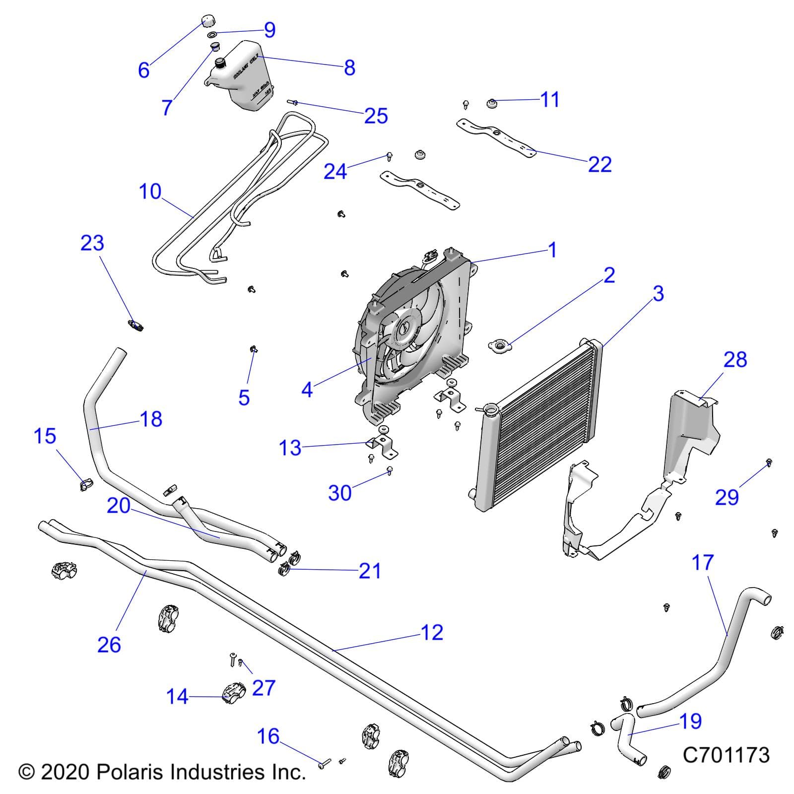 2026 RANGER 1000 XP PREMIUM β ENGINE, COOLING SYSTEM - R26RRE99A9/AF/AH/AB/AS/B9/BF/BH/BB/BS (C701173) diagram