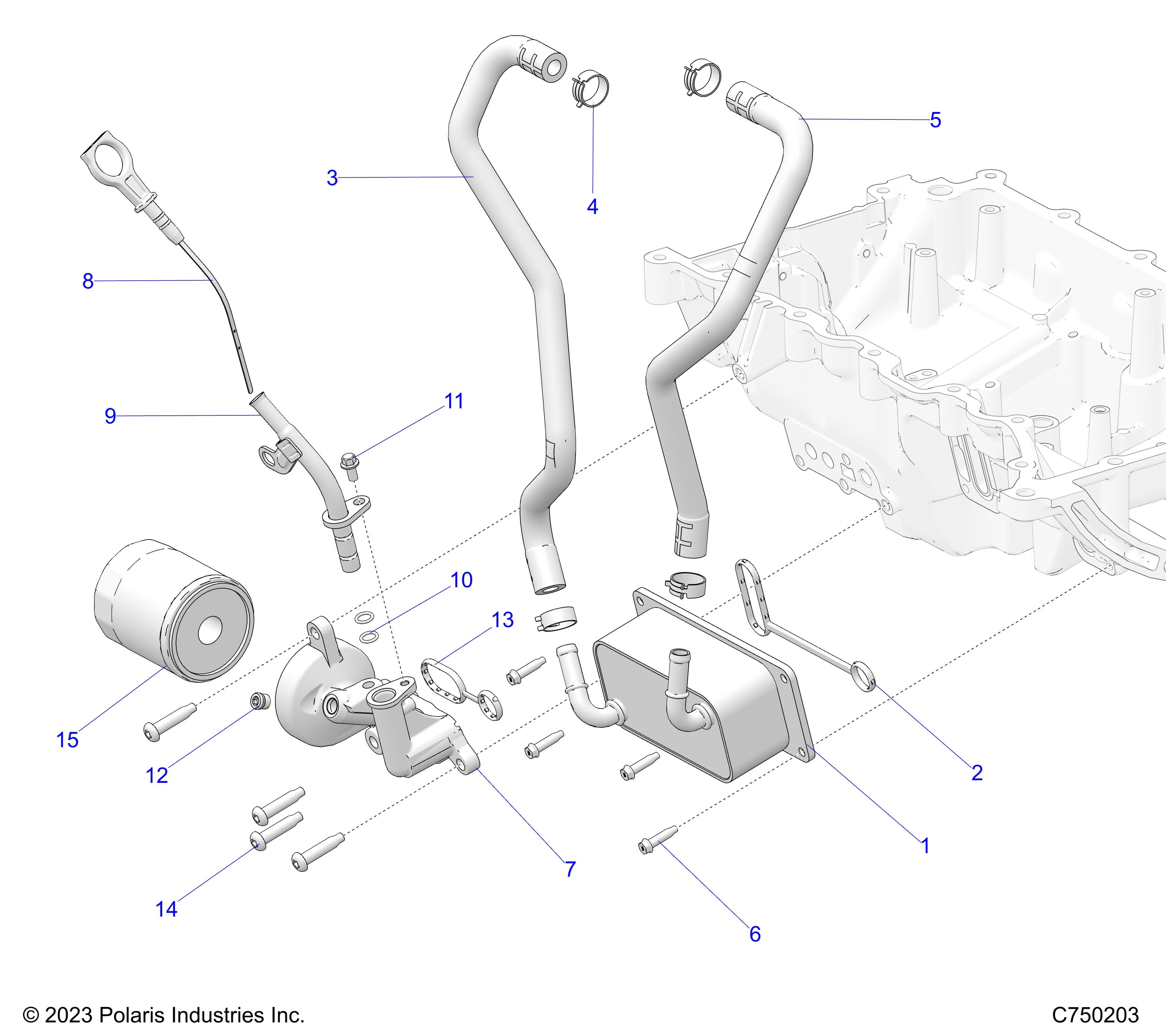 2026 RZR PRO R ULTIMATE β ENGINE, OIL FILTER, OIL COOLER AND RELATED - Z26RPK2KAR/BR/AV/BV/AC/BC/AJ/BJ (C750203) diagram
