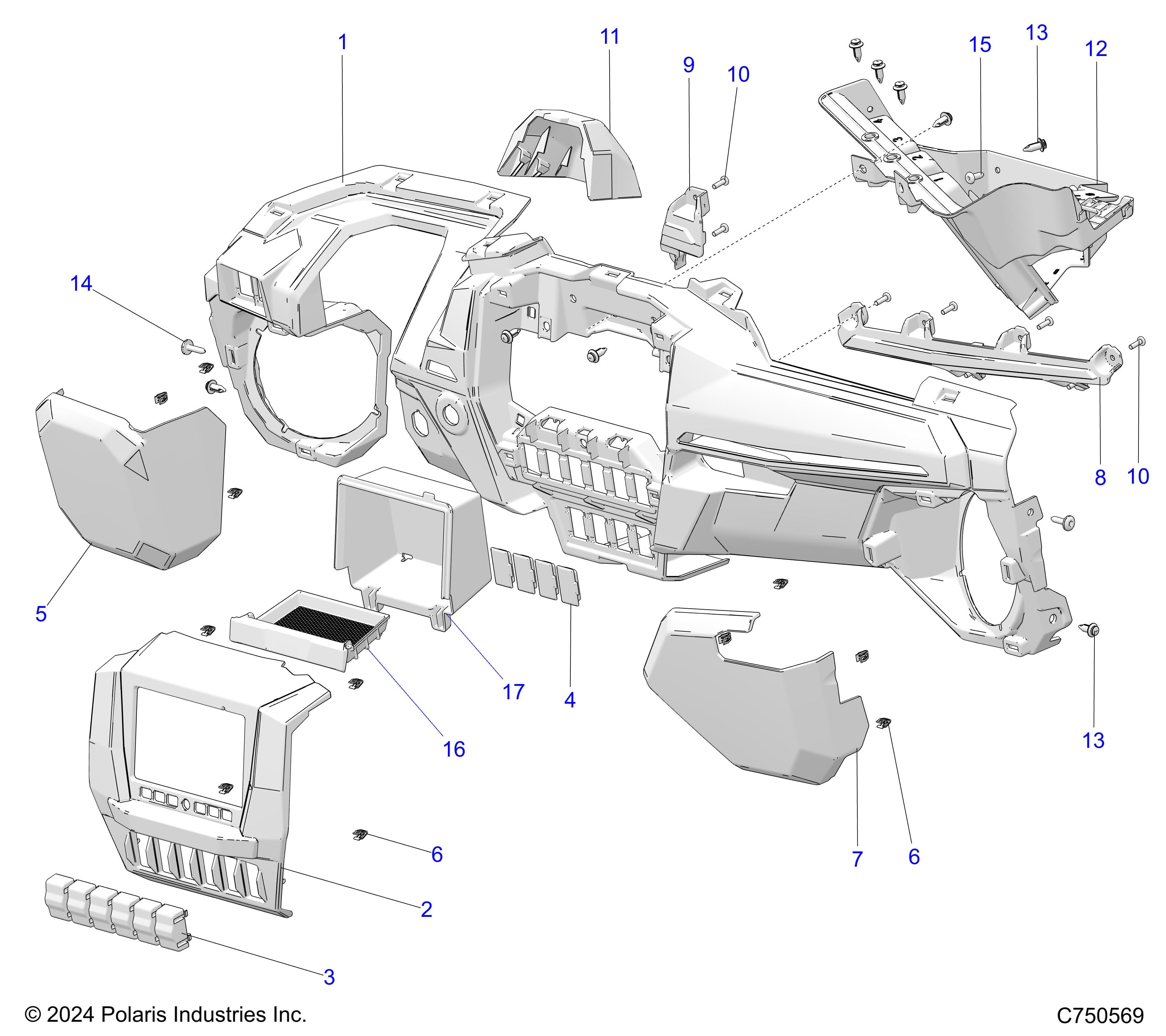 2026 RZR PRO S4 SPORT β BODY, DASH LOWER - Z26S4E92A4/B4/A6/B6 (C750569) diagram