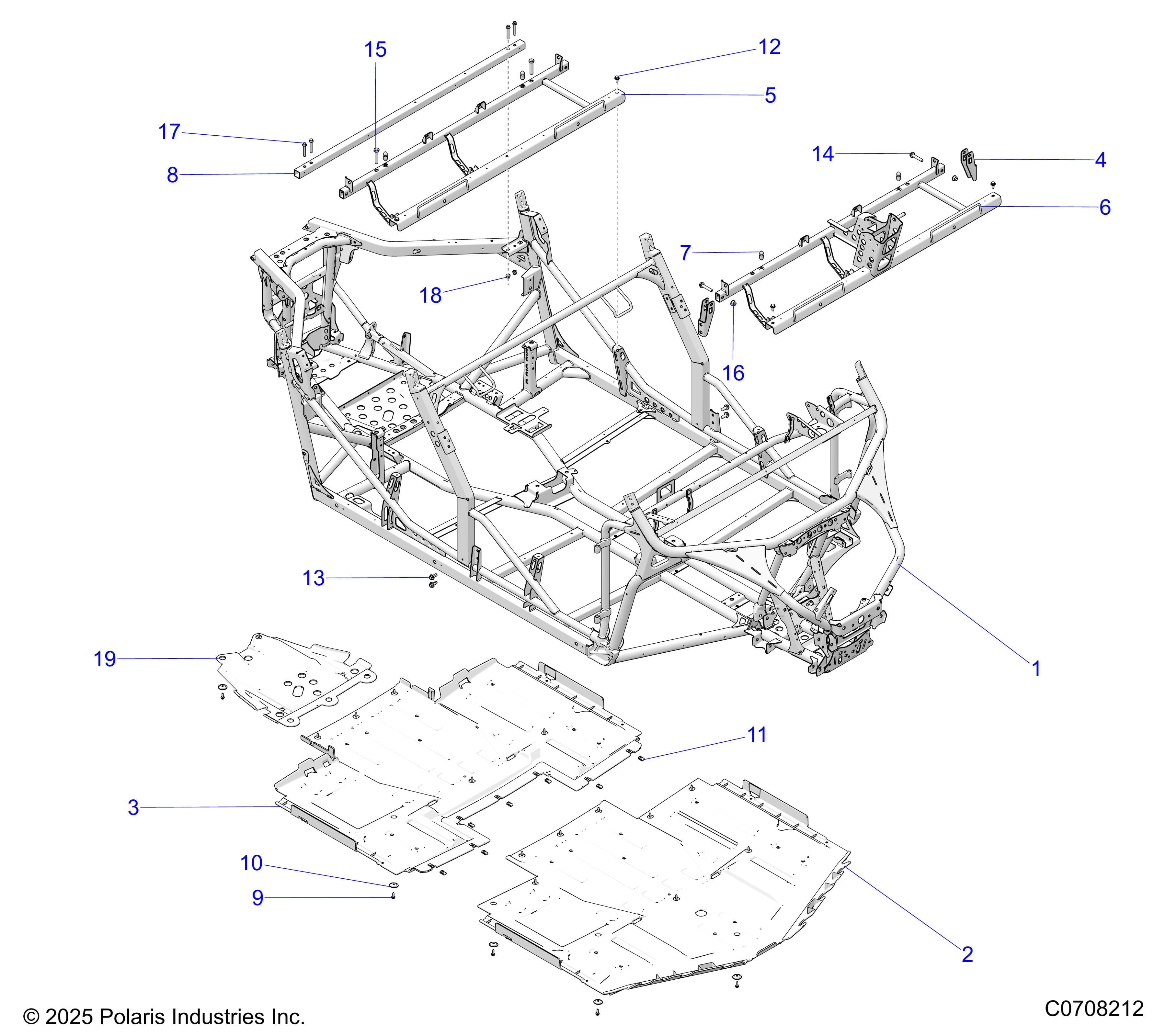 2026 GENERAL XP4 1000 PREMIUM β CHASSIS, MAIN FRAME AND SKID PLATES diagram