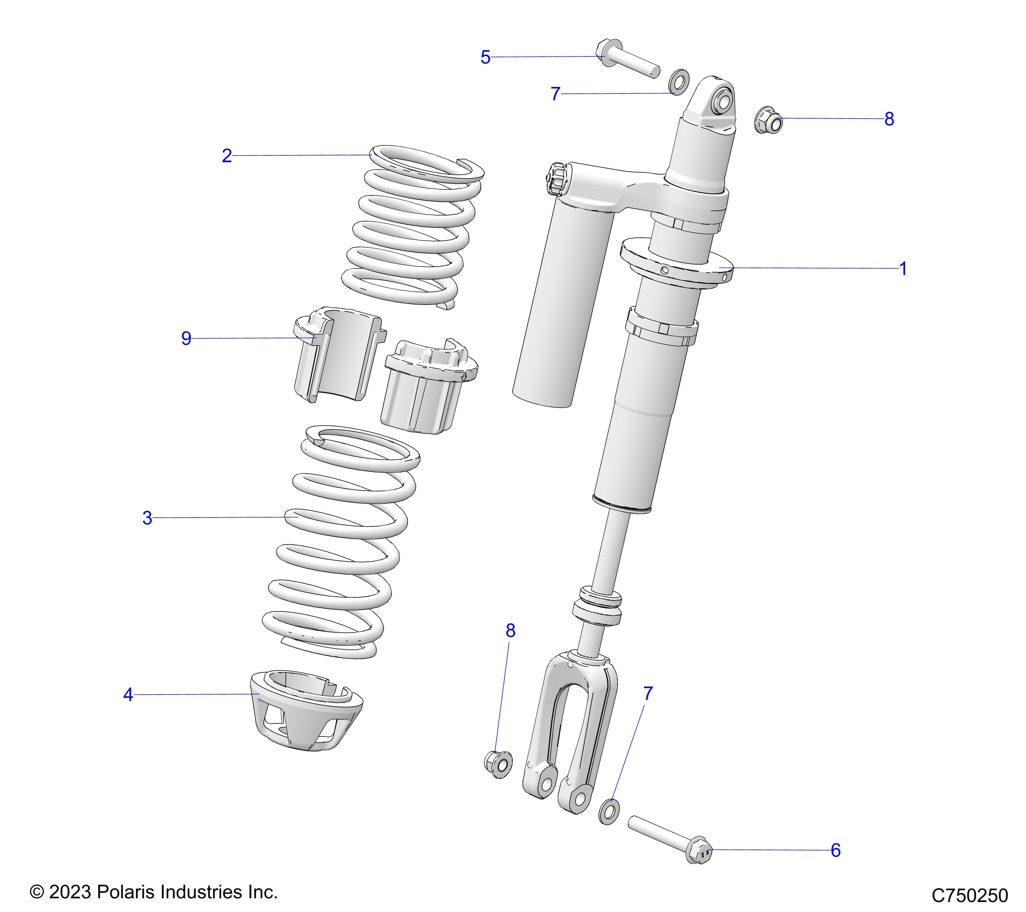 2026 RZR PRO S4 SPORT β SUSPENSION, FRONT SHOCK MOUNTING - Z26S4E92A4/B4/A6/B6 (C750250) diagram