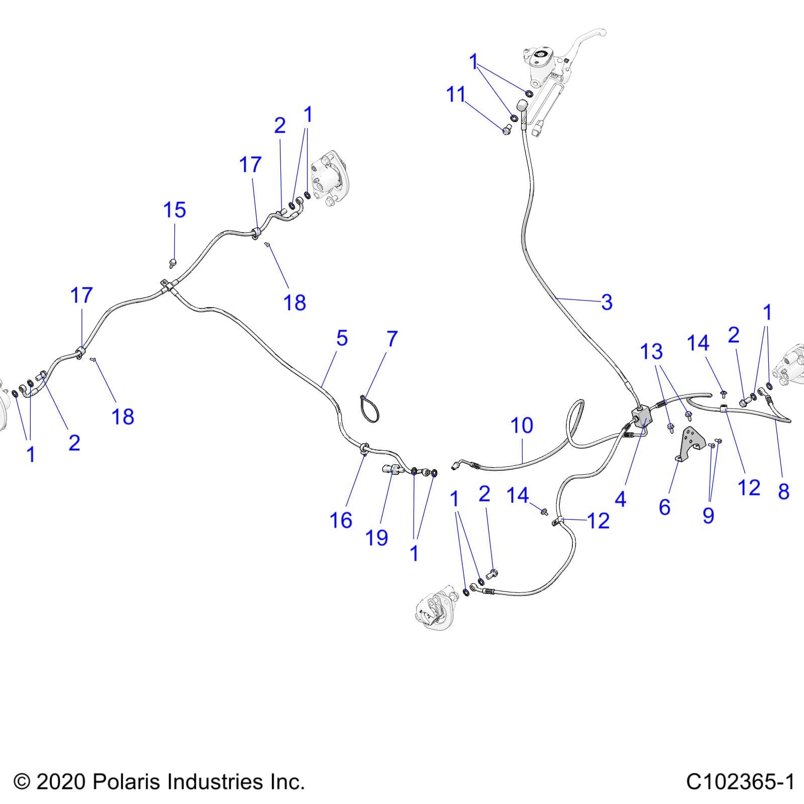 2026 SPORTSMAN 1000 ULTIMATE 49S R01 - A26SXR95AG β BRAKES, BRAKE LINES - A26SXR95AG (C102365-1) diagram