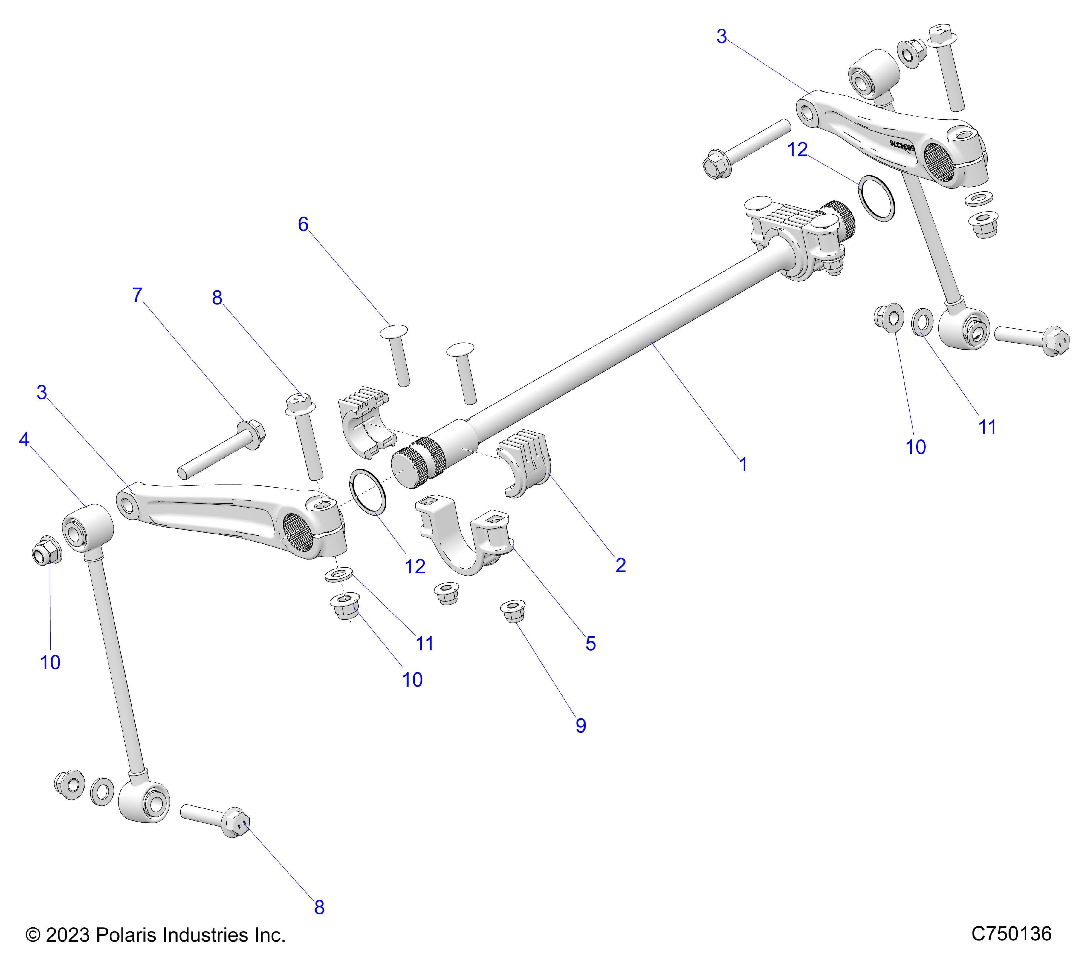 2026 RZR PRO S4 SPORT β SUSPENSION, FRONT STABILIZER BAR - Z26S4E92A4/B4/A6/B6 (C750136) diagram