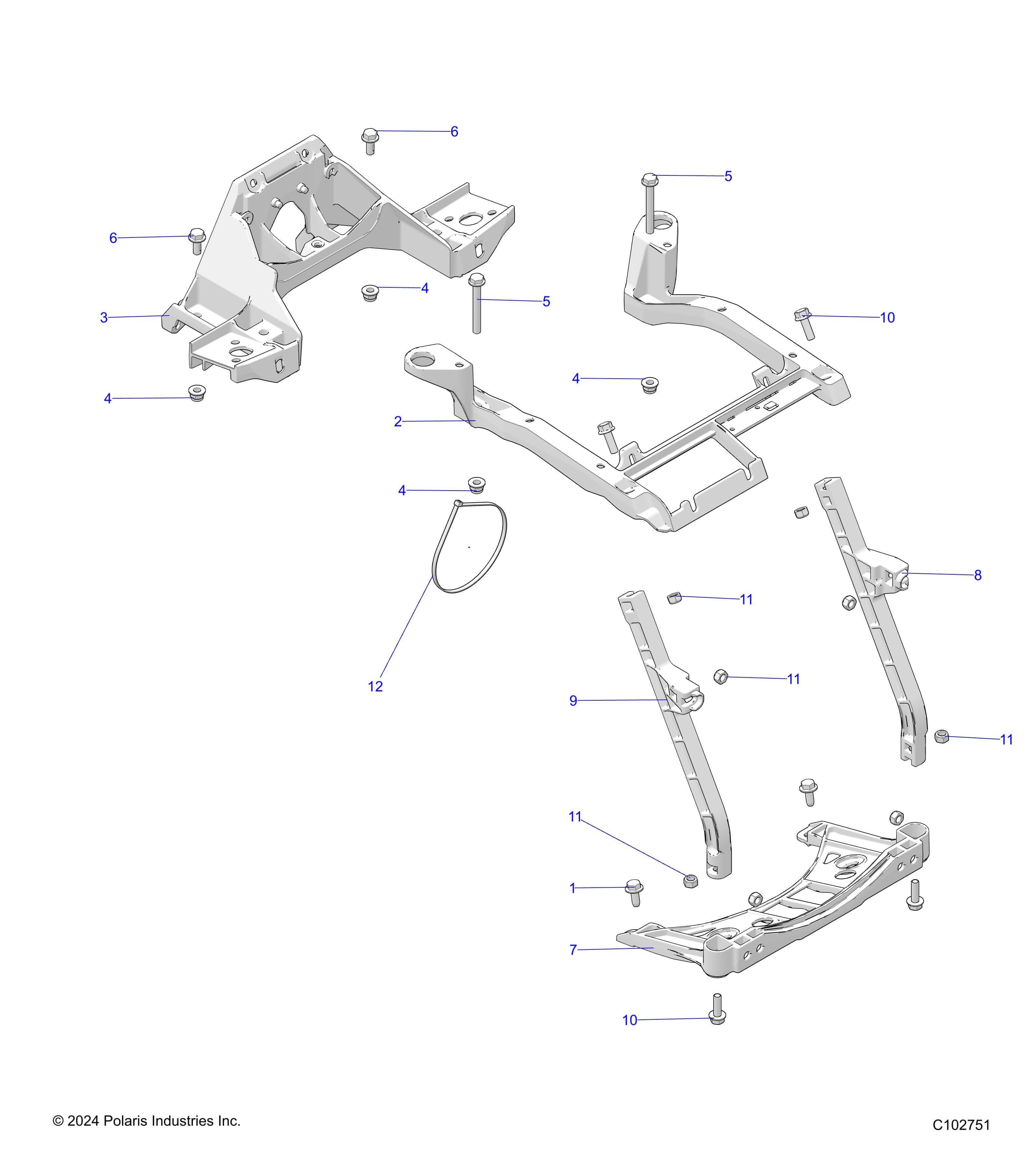 2026 SCRAMBLER 850 48" R02 - A26SVA85A4 β BODY, FRONT RACK SUPPORT - A26SVA85A4 (C102751) diagram