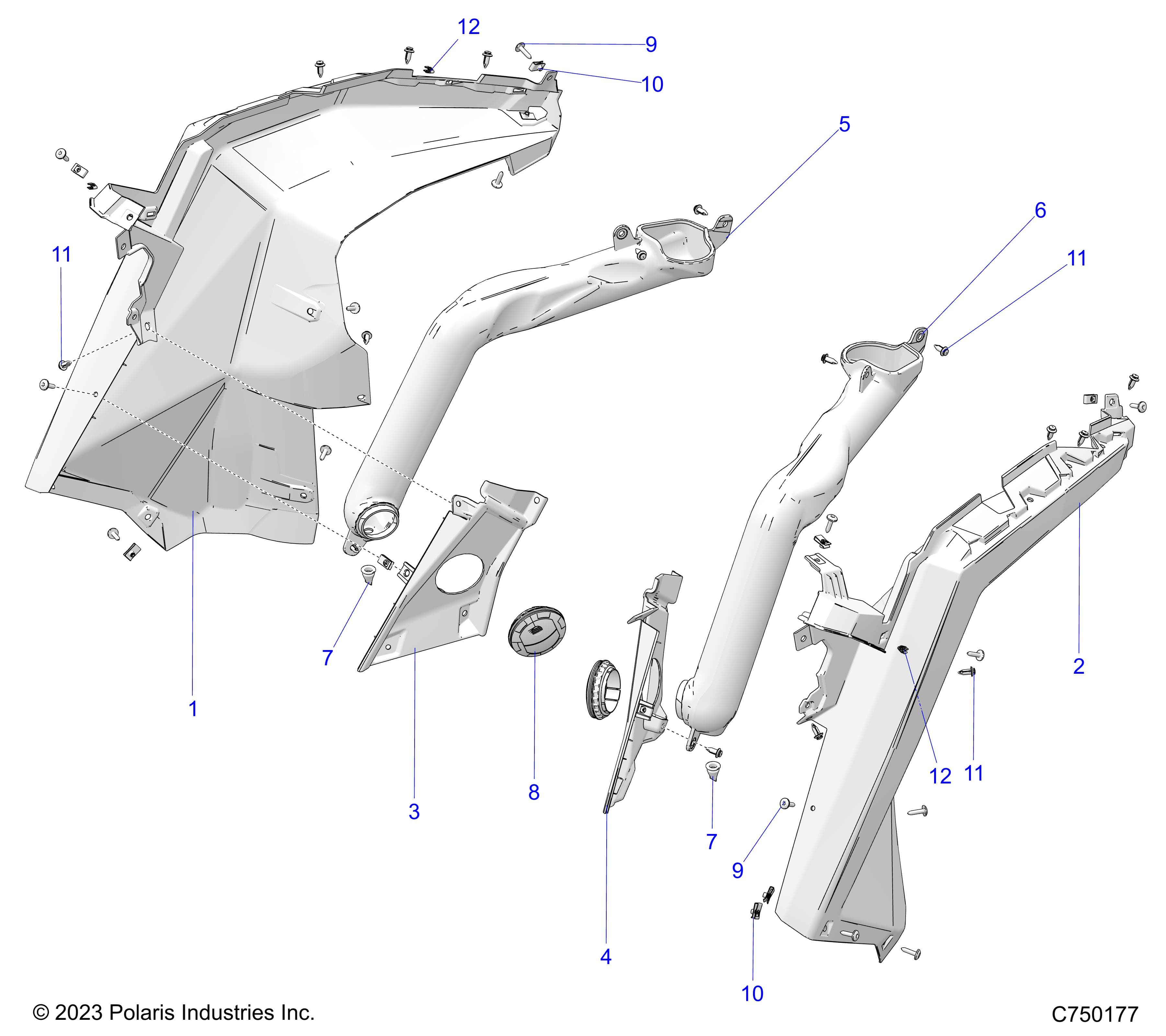 2026 RZR PRO S4 SPORT β BODY, FRONT FLARES AND DUCTING - Z26S4E92A4/B4/A6/B6 (C750177) diagram