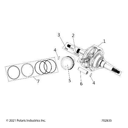 2026 RZR 200 AU β ENGINE, CRANKSHAFT, CONNECTING ROD AND PISTON - Z26HCA18D4 (702835) diagram
