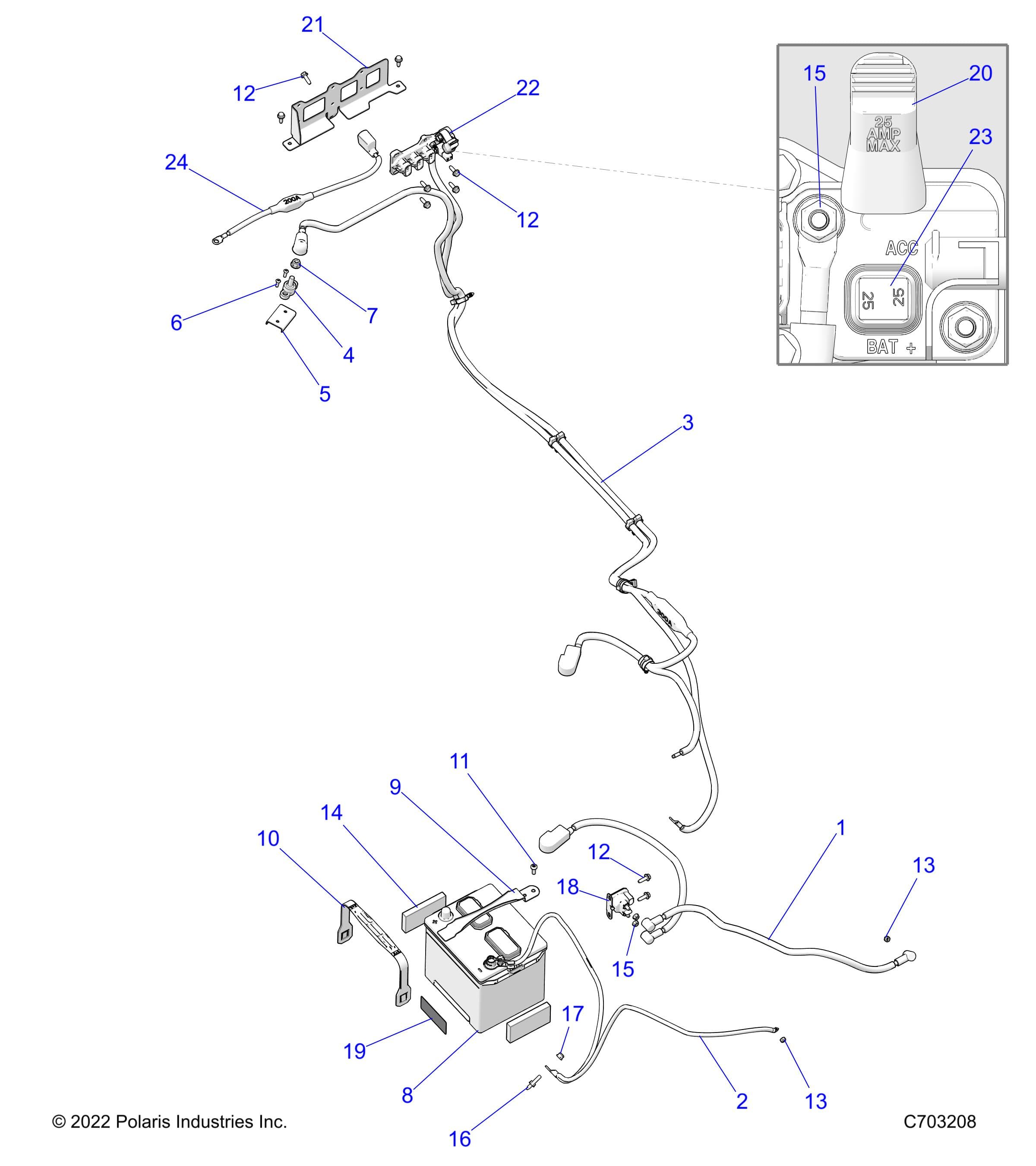 2026 RZR 900 TRAIL SPORT β ELECTRICAL, BATTERY - Z26A5E87A5 (C703208) diagram