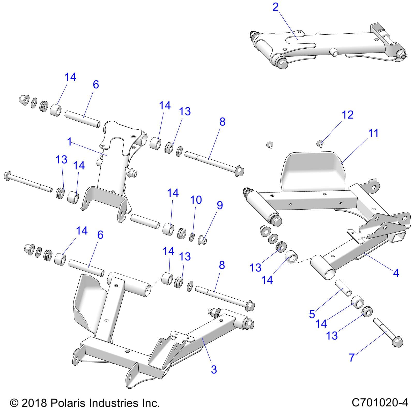 2026 RZR 900 TRAIL SPORT β SUSPENSION, REAR CONTROL ARMS - Z26A5E87A5 (C701020-4) diagram