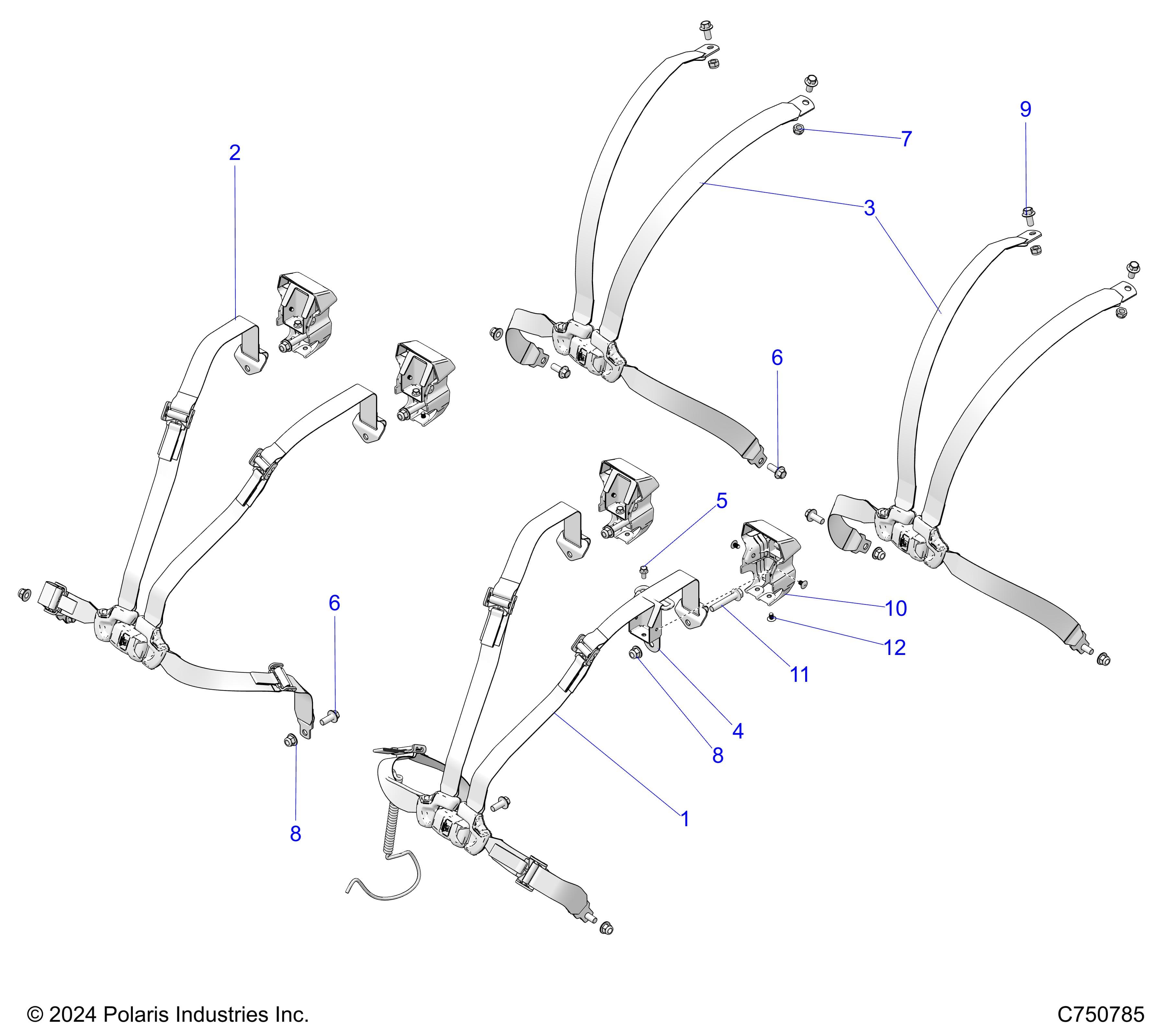 2026 RZR PRO S4 ULTIMATE EVP,LE β BODY, SEAT BELT MOUNTING - Z26S4P92BL (C750785) diagram