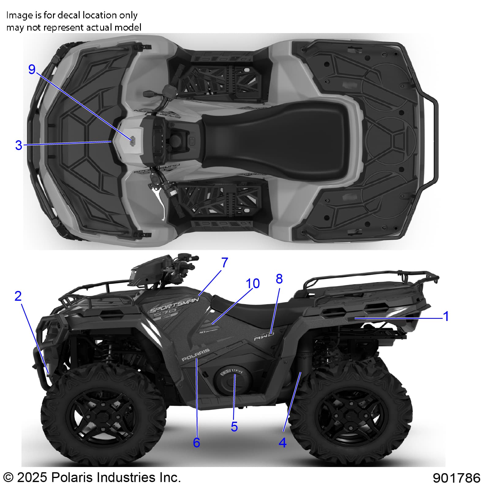 2026 SPORTSMAN 570 EPS PREM 40th β BODY, DECALS, GRAPHIC - A26SEZ57AB/BB (901786) diagram
