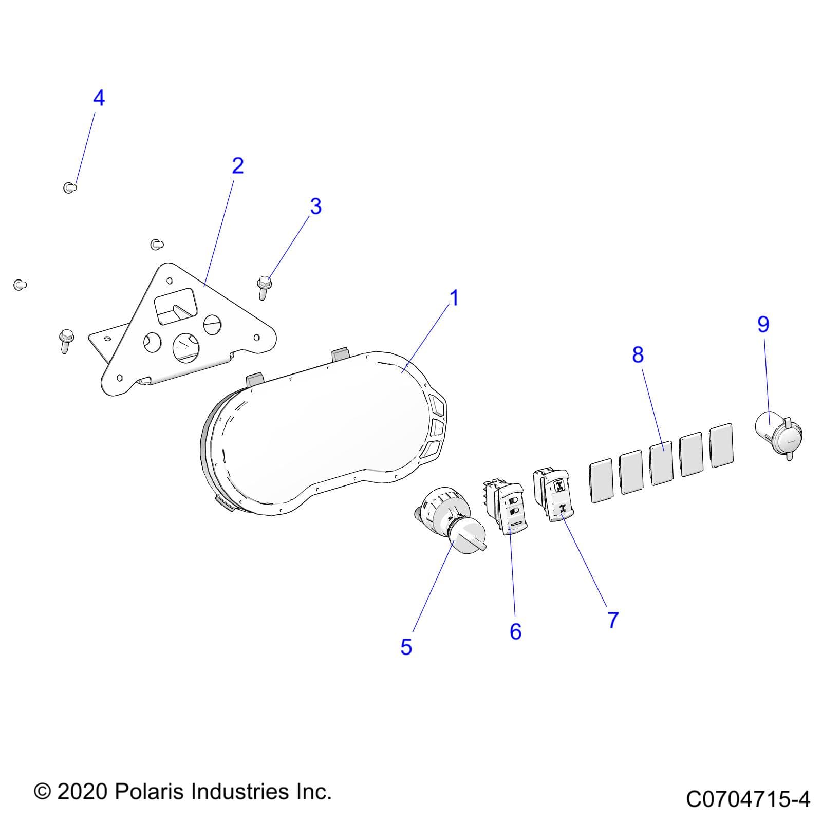 2026 RZR 900 TRAIL S SPORT β ELECTRICAL, DASH INSTRUMENTS AND CONTROLS - Z26ASE87A5 (C0704715-4) diagram