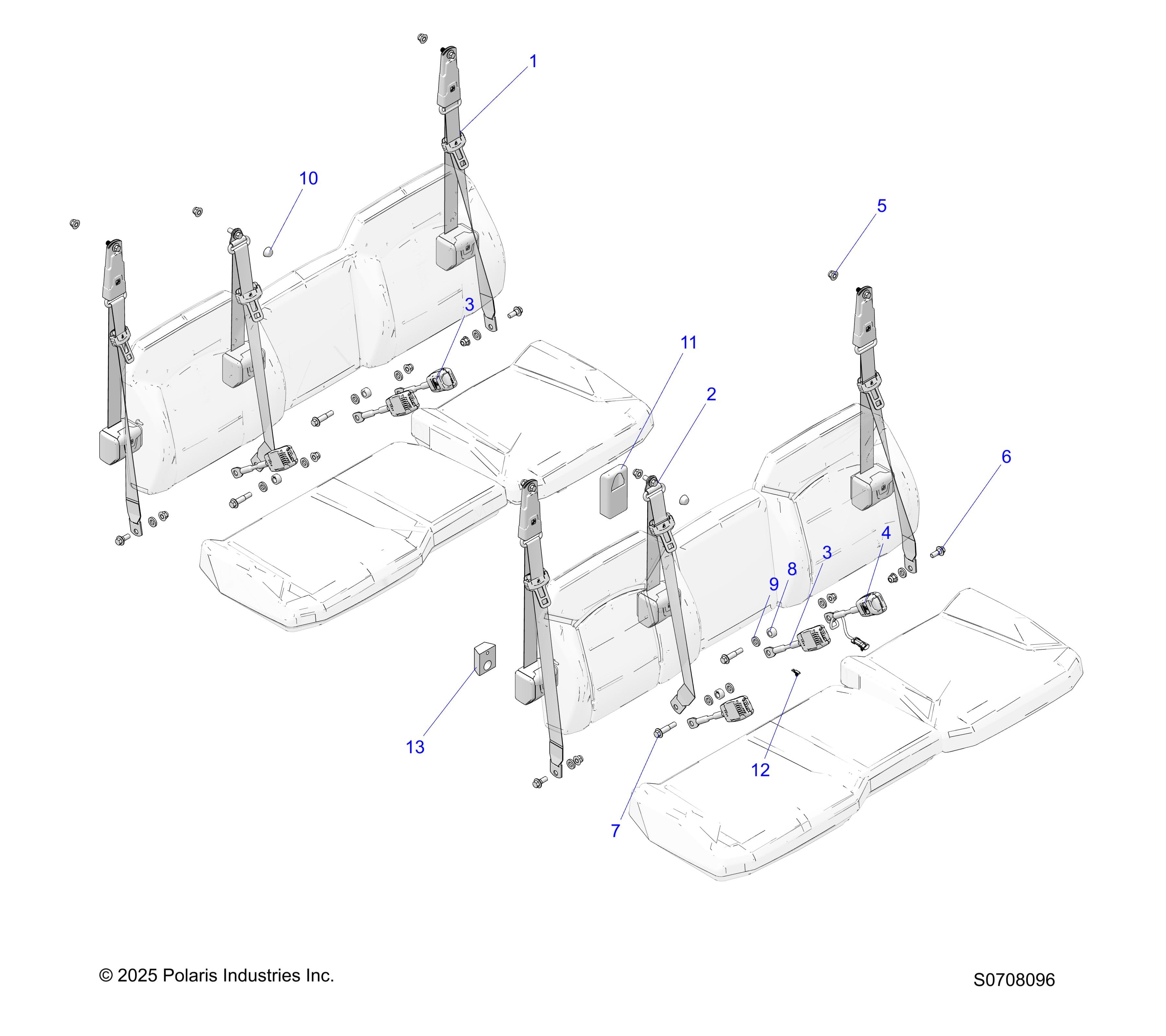 2026 RANGER 1000 XP CREW NSTR ULTIMATE TRAIL BOSS β BODY, SEAT BELT MOUNTING diagram
