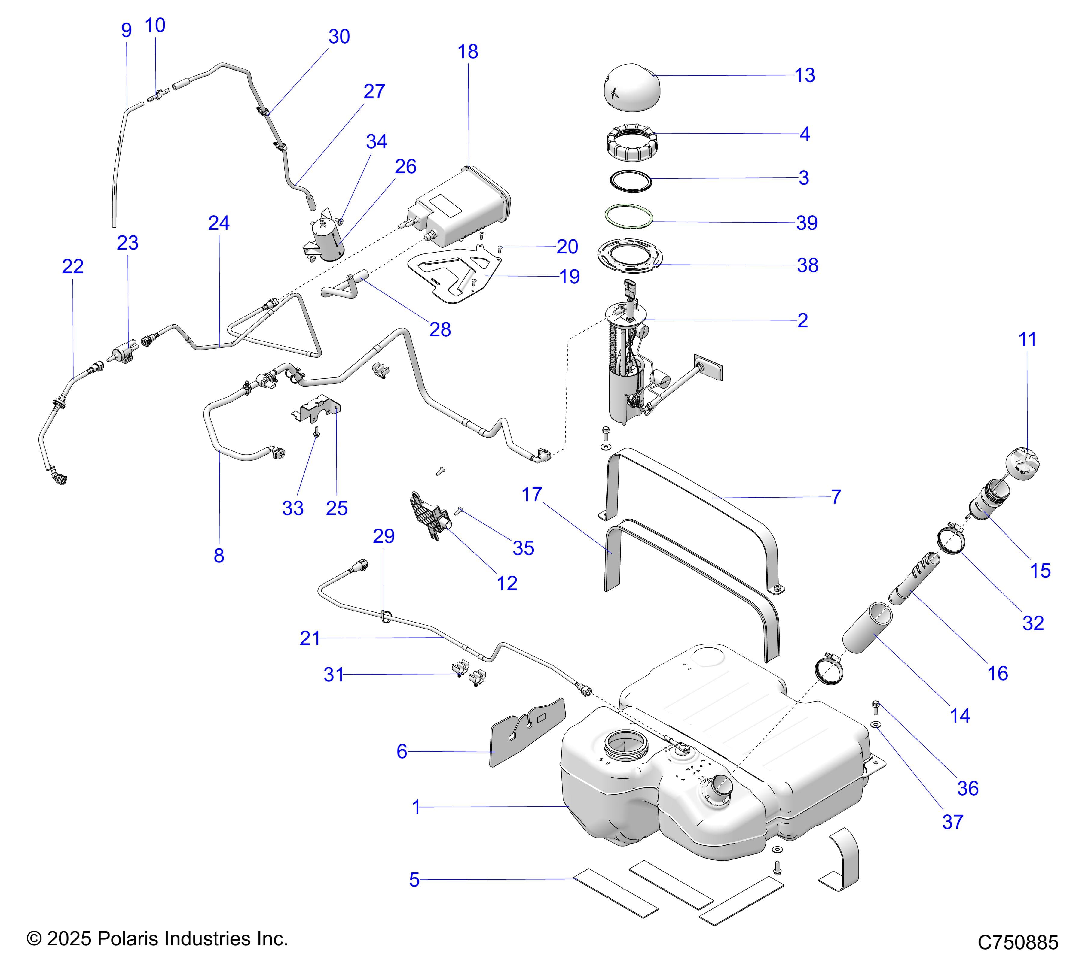 2026 RZR PRO XP 4 SPORT β FUEL SYSTEM, EVAP - Z26X4E92A4/B4/A6/B6 (C750885) diagram