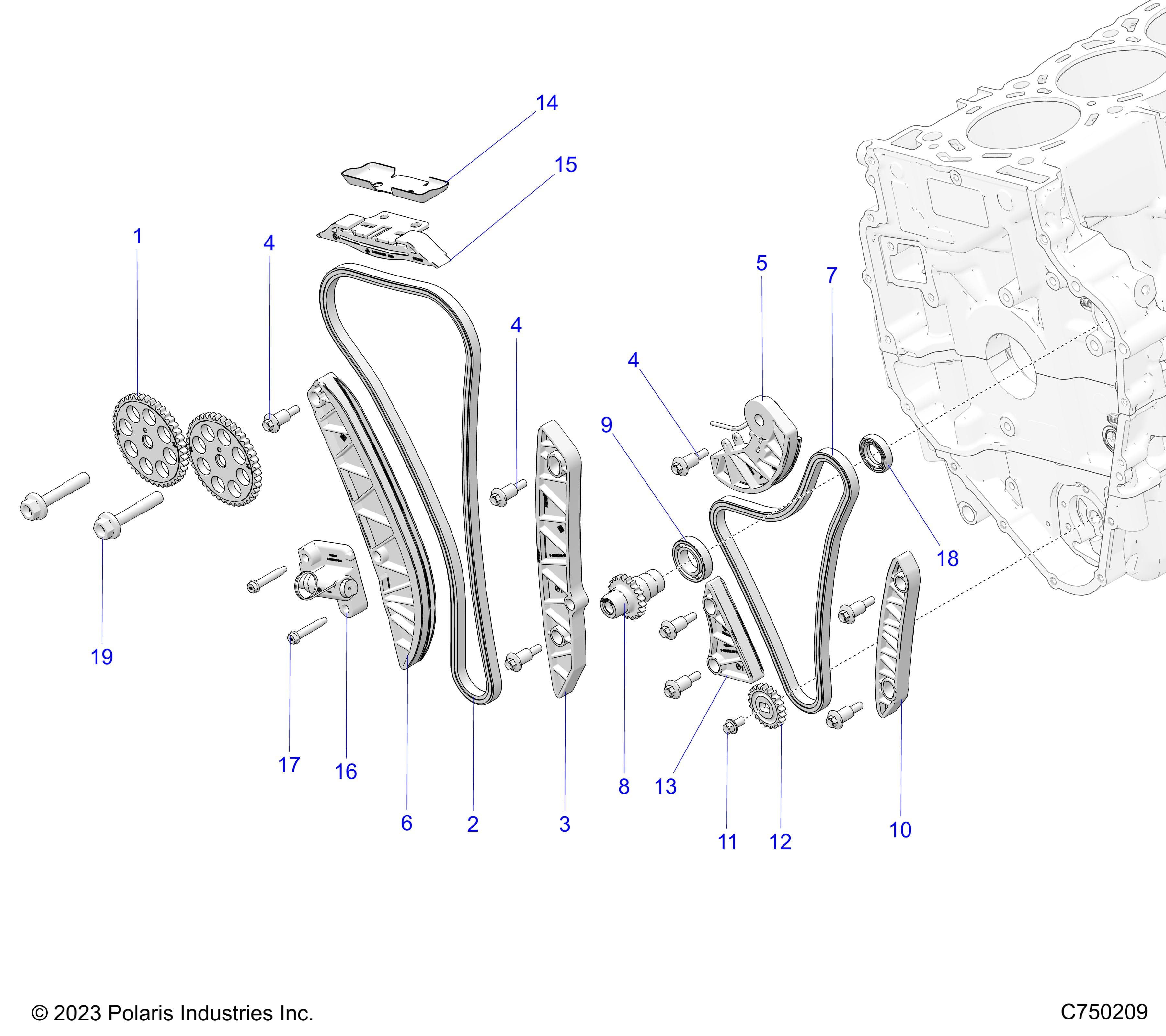 2026 RZR PRO R LE β ENGINE, TIMING AND OIL CHAIN DRIVES - Z26RPP2KBL (C750209) diagram