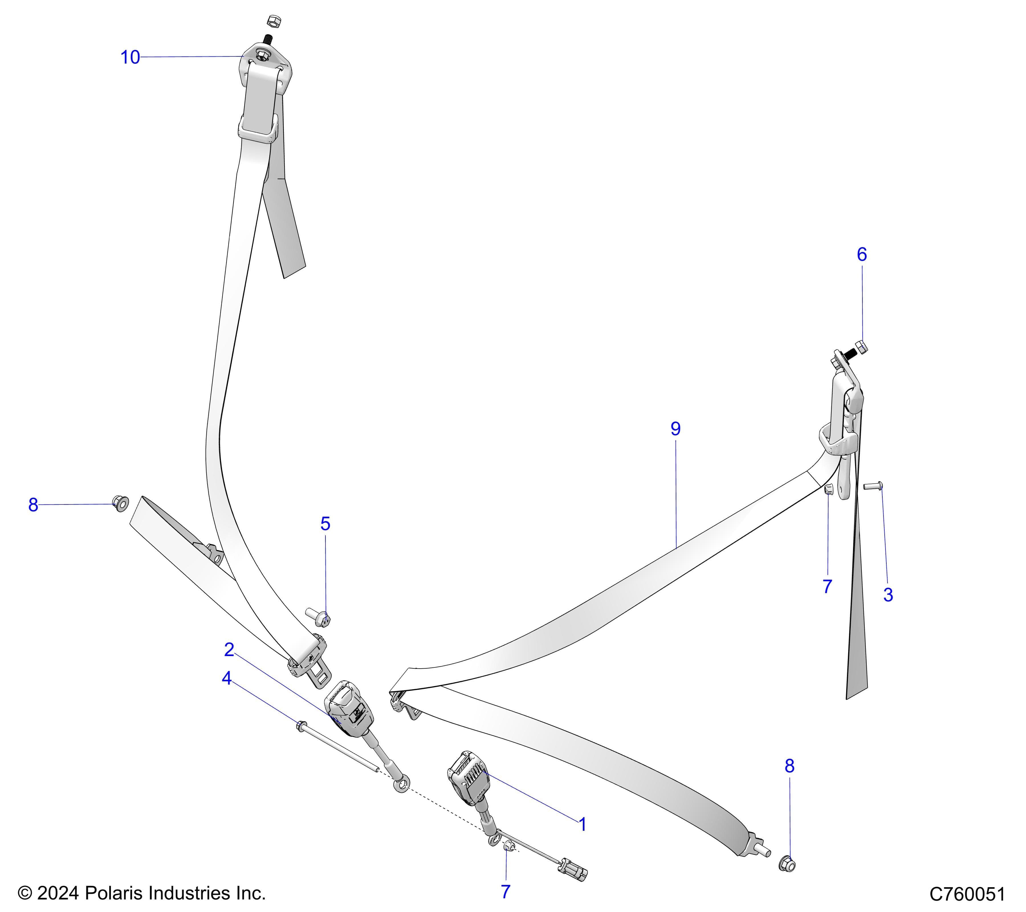 2026 RZR PRO XP SPORT β BODY, SEAT BELT MOUNTING, 3 POINT - Z26XPE92A4/B4/A6/B6 (C760051) diagram