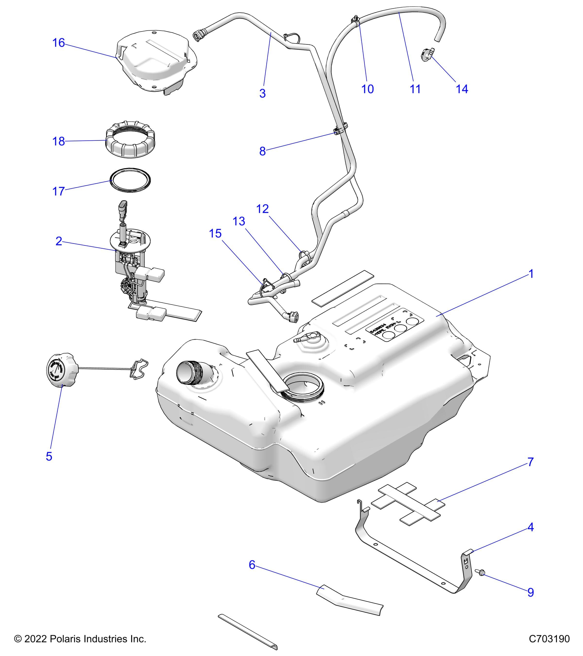 2026 RZR TRAIL S 1000 ULTIMATE β FUEL SYSTEM, TANK - Z26ASF99A6 (C703190) diagram