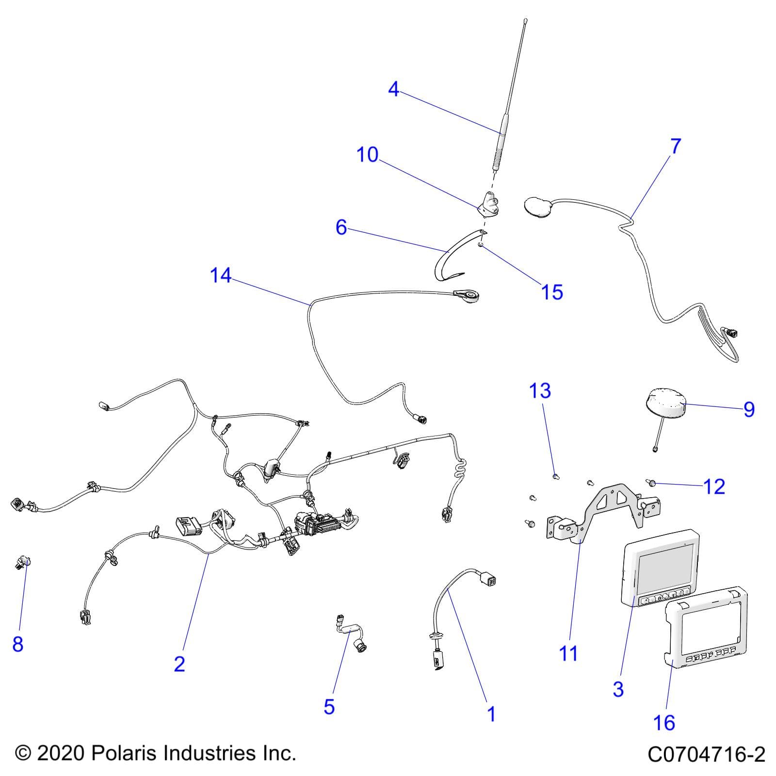 2026 RZR 900 TRAIL ULTIMATE β ELECTRICAL, RIDE COMMAND - Z26A5F87A6 (C0704716-2) diagram