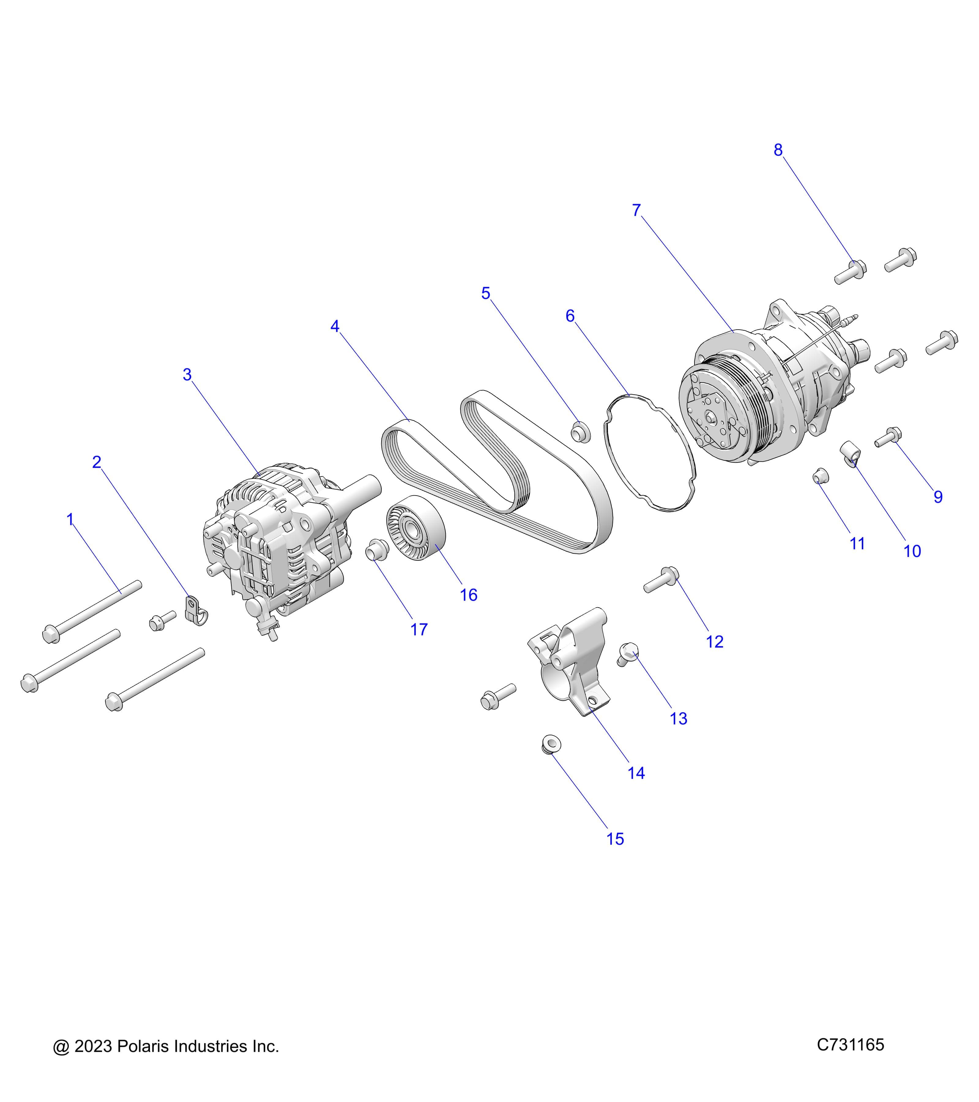 2026 RANGER 1000 XP CREW NSTR ULTIMATE TRAIL BOSS β ENGINE, ALTERNATOR & COMPRESSOR - R26RSV99AK (C731165) diagram