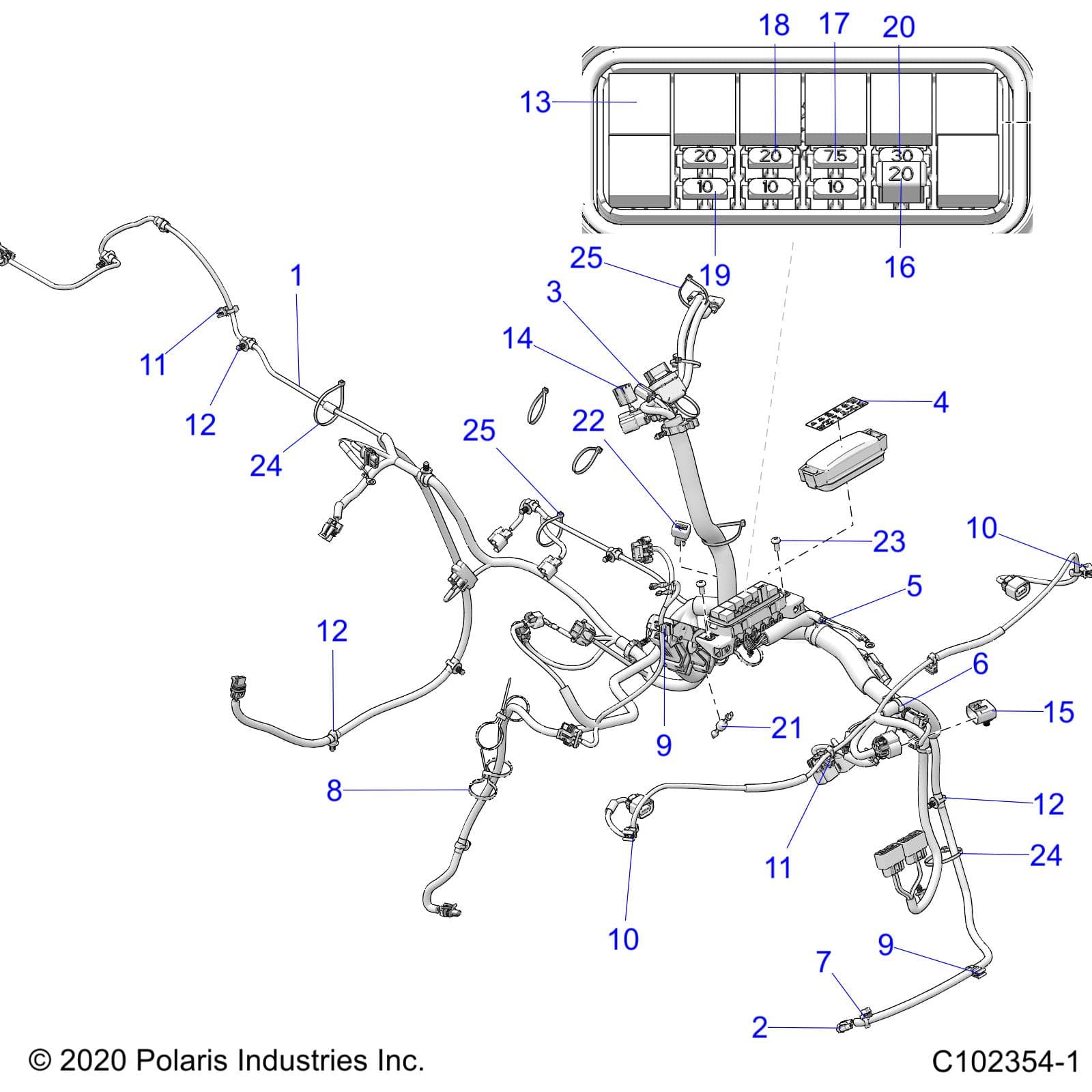 2026 SCRAMBLER XP 1000 S 49S R01 - A26SGE95AB β ELECTRICAL, HARNESS - A26SGE95AB (C102354-1) diagram