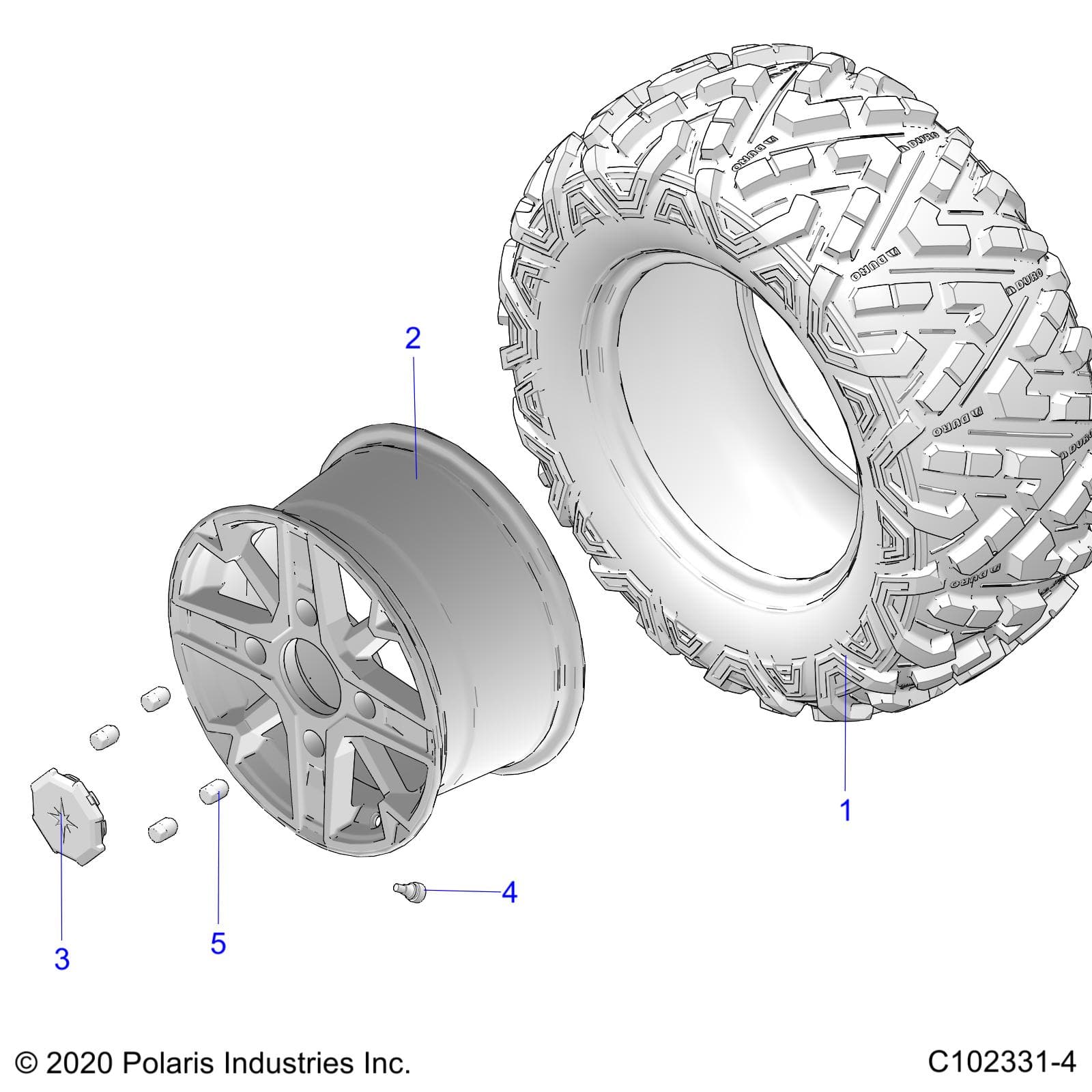 2026 SPORTSMAN 1000 ULTIMATE 49S R01 - A26SXR95AG β WHEELS, REAR - A26SXR95AG (C102331-4) diagram