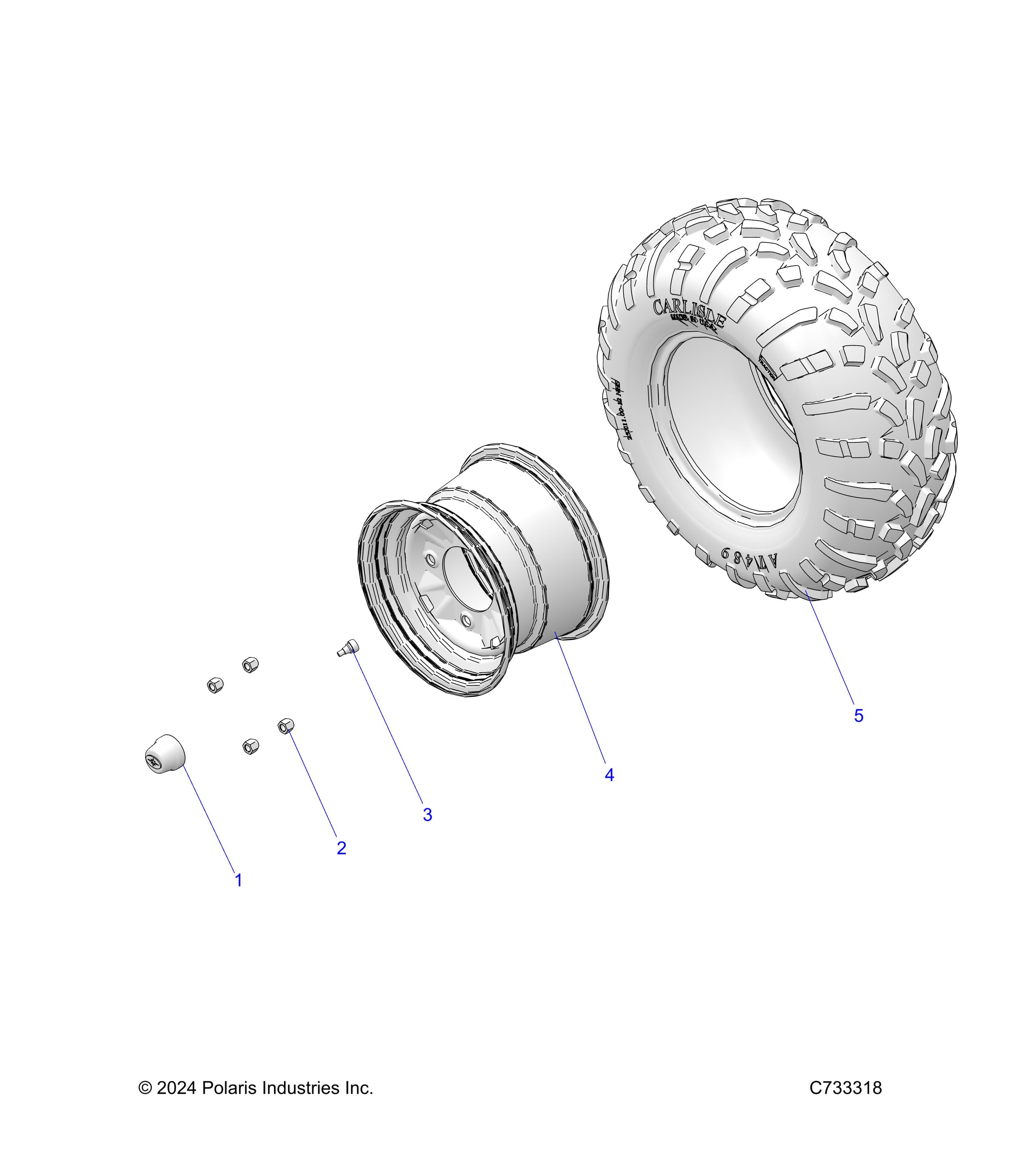 2026 RANGER 1000 CREW NON EPS β WHEELS, REAR - R26T6A99A1/B1 (C733318) diagram