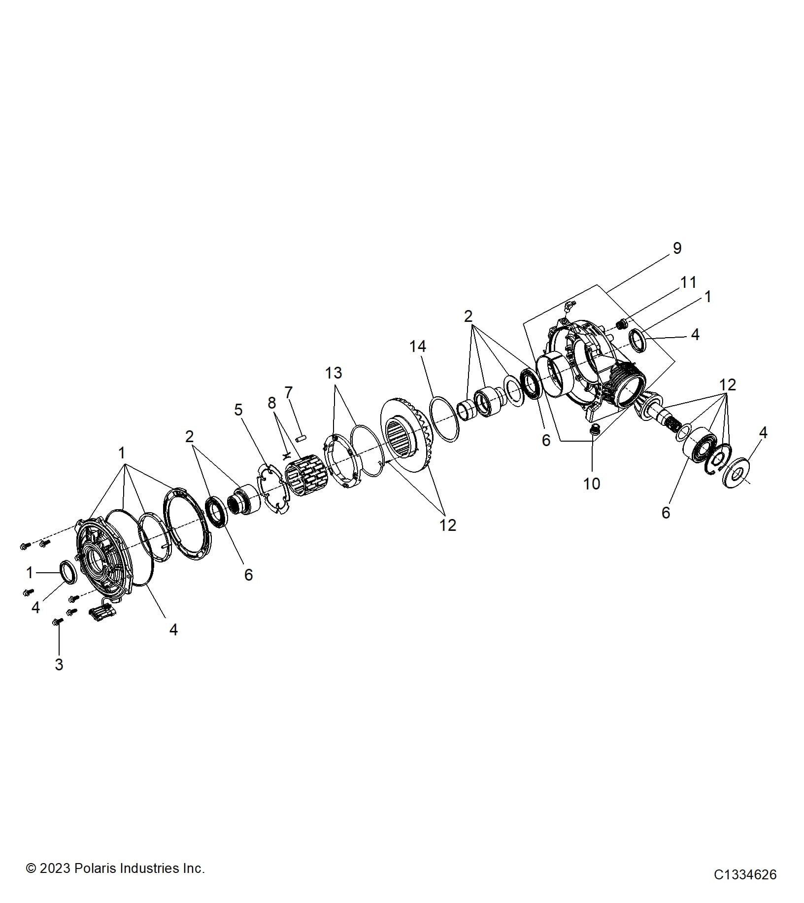 2026 GENERAL XP 1000 PREMIUM β DRIVE TRAIN, FRONT GEARCASE diagram