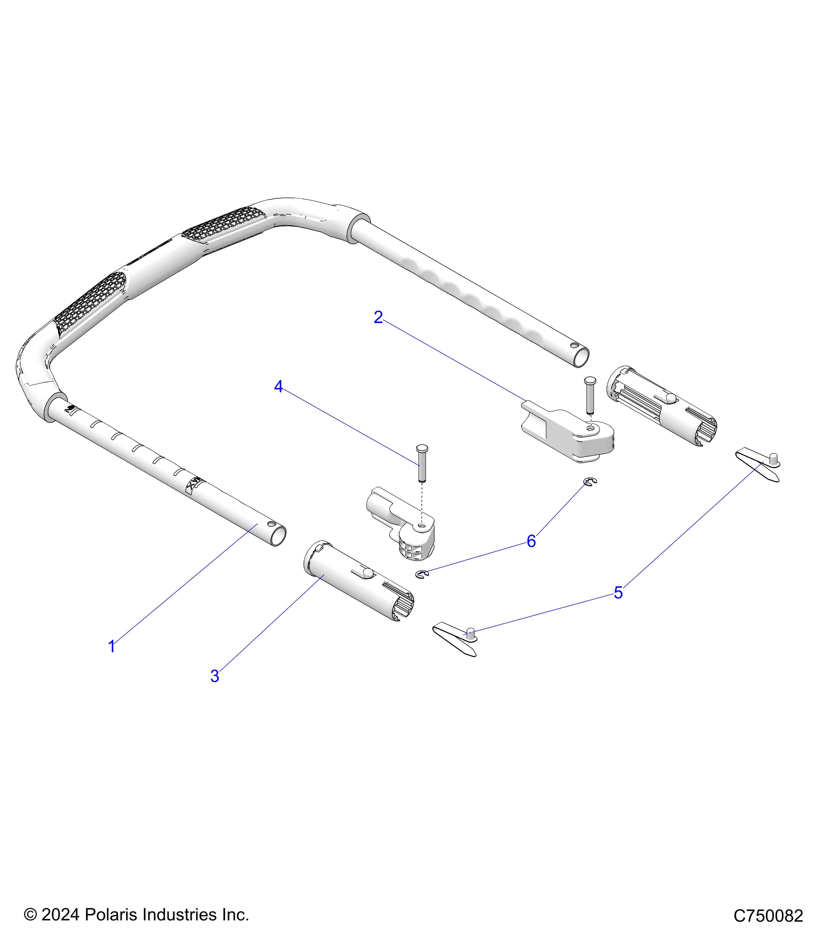 2026 RZR PRO S4 SPORT β BODY, GRAB BAR, PASSENGER - Z26S4E92A4/B4/A6/B6 (C750082) diagram