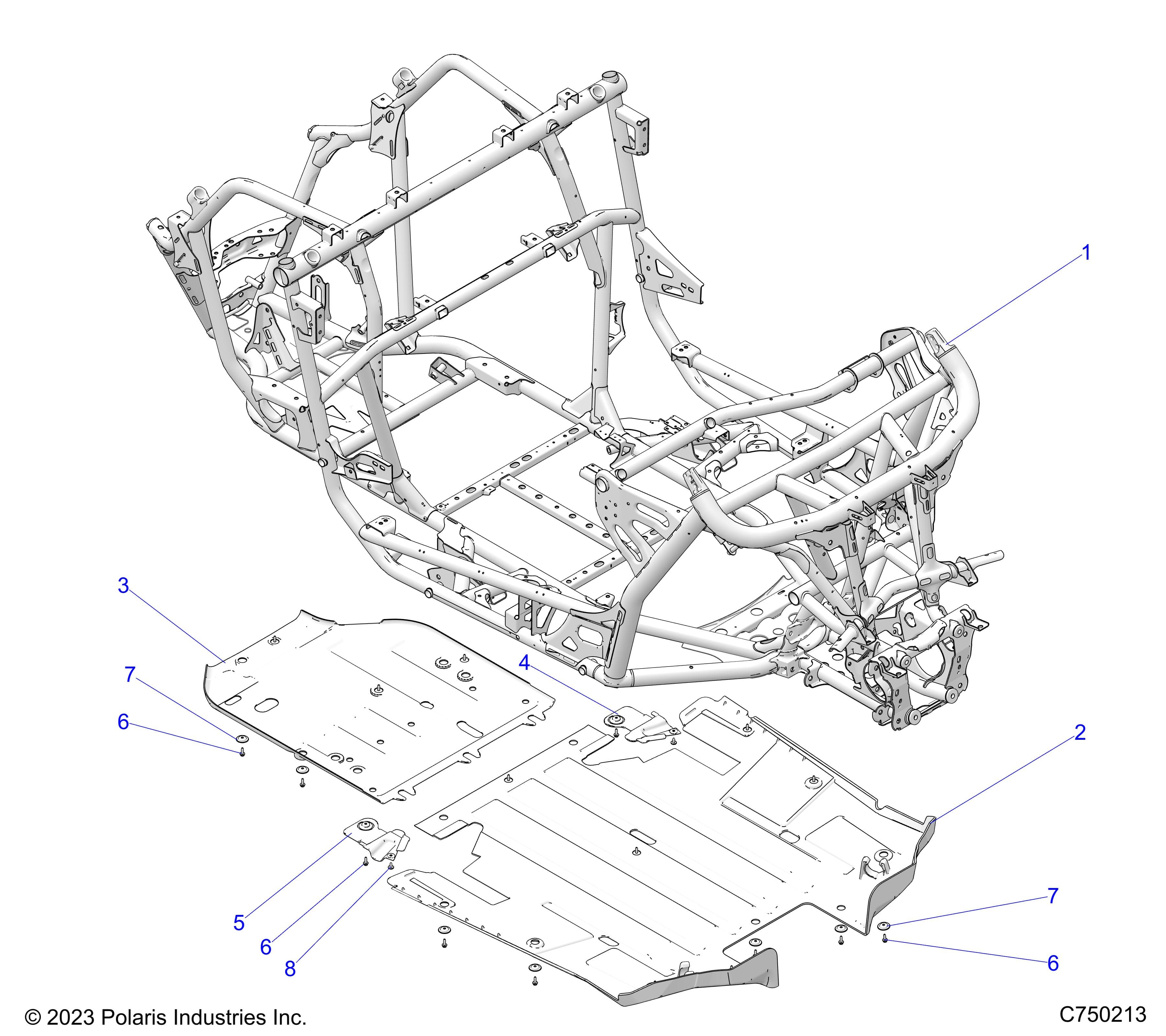2026 RZR PRO R LE β CHASSIS, MAIN FRAME AND SKID PLATES - Z26RPP2KBL (C750213) diagram