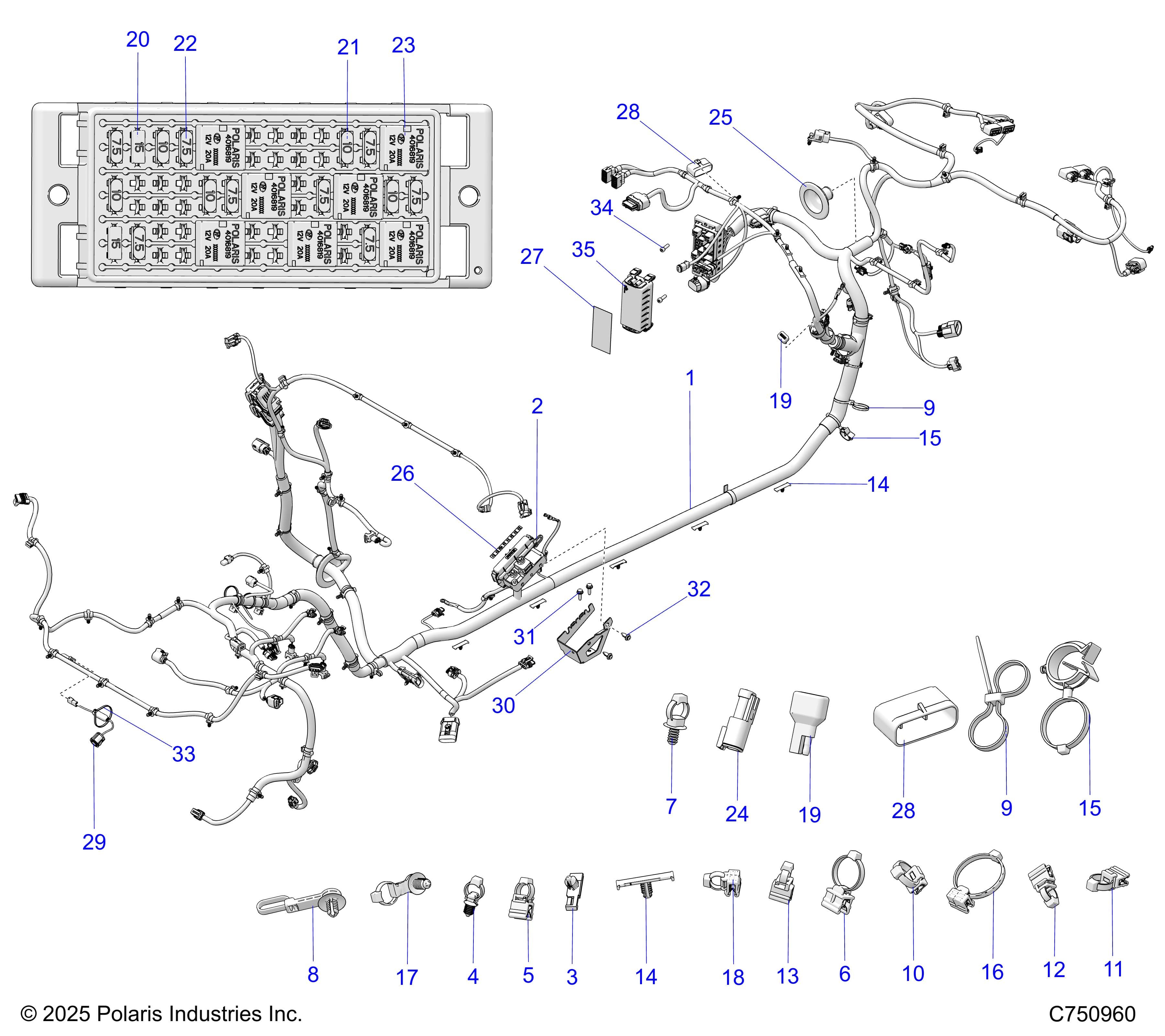 2026 RZR PRO S SPORT β ELECTRICAL, WIRE HARNESS, CHASSIS - Z26SPE92A4/B4/A6/B6 (C750960) diagram