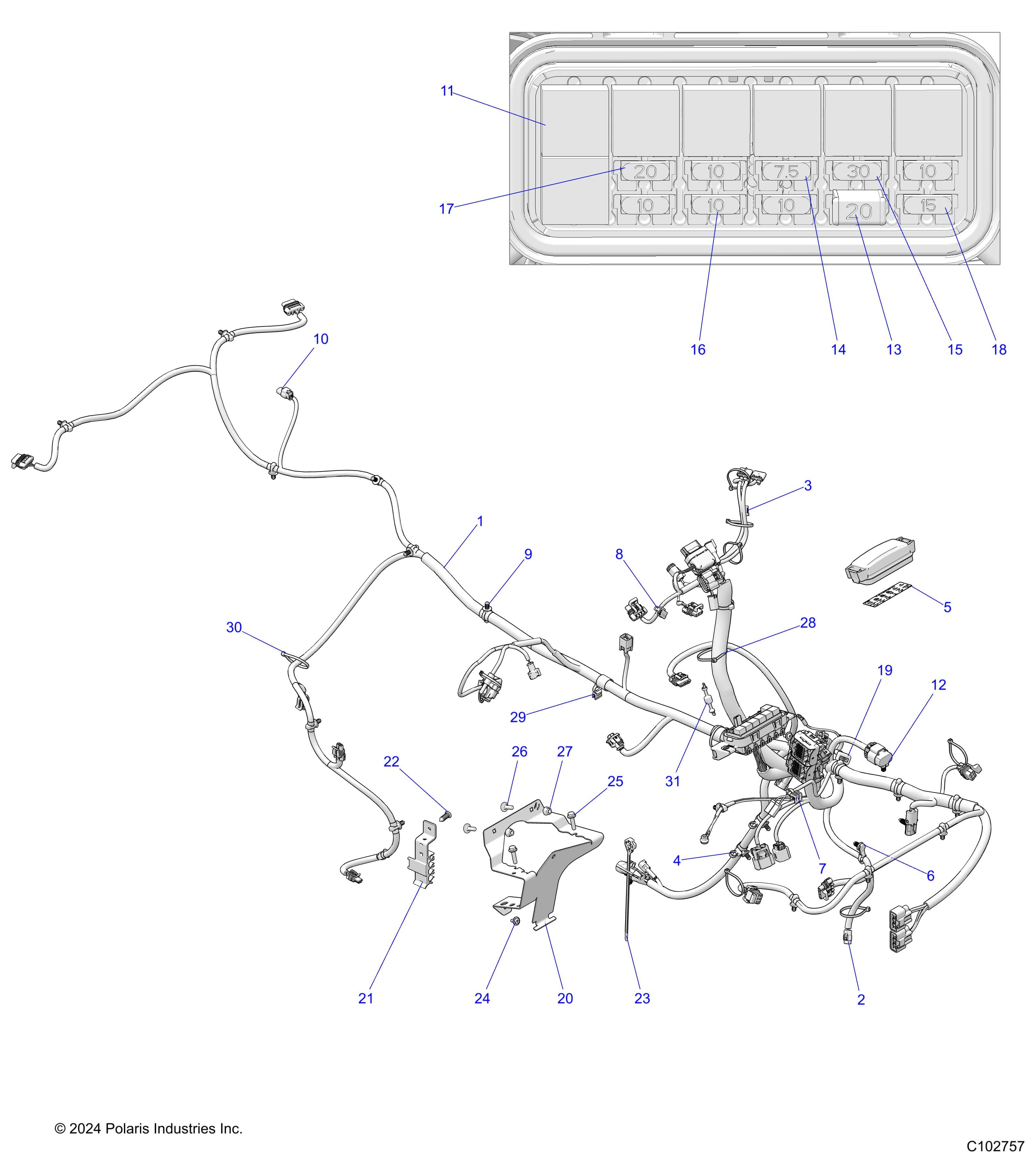 2026 SPORTSMAN 570 EPS PREM 40th β ELECTRICAL, MAIN WIRE HARNESS - A26SEZ57BB (C102757) diagram