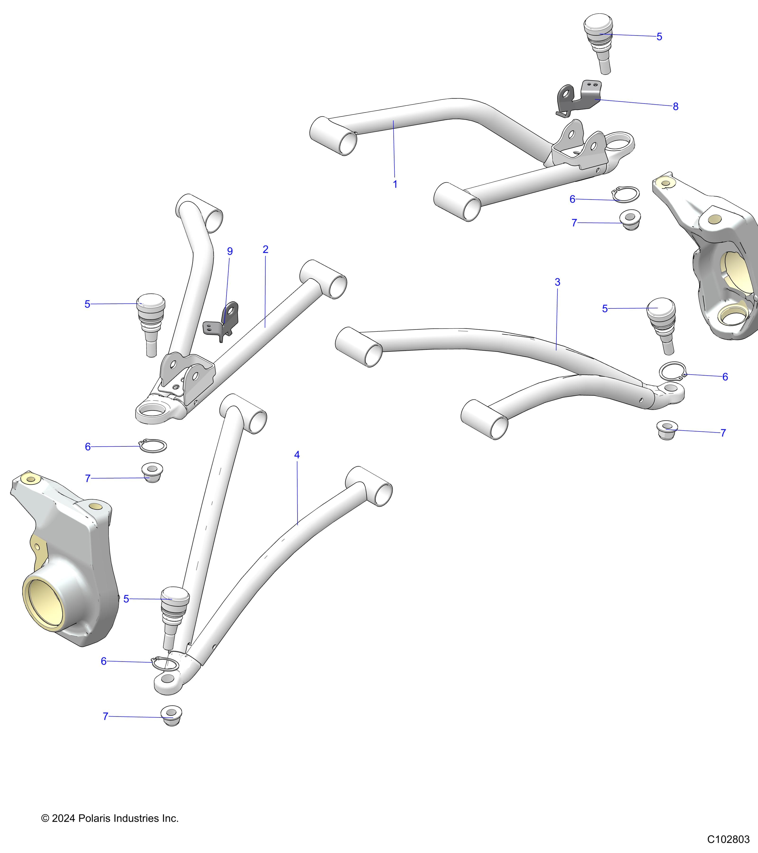2026 SPORTSMAN 570 6X6 EPS 49S β SUSPENSION, FRONT A-ARMS - A26SKE57A1 (C102803) diagram