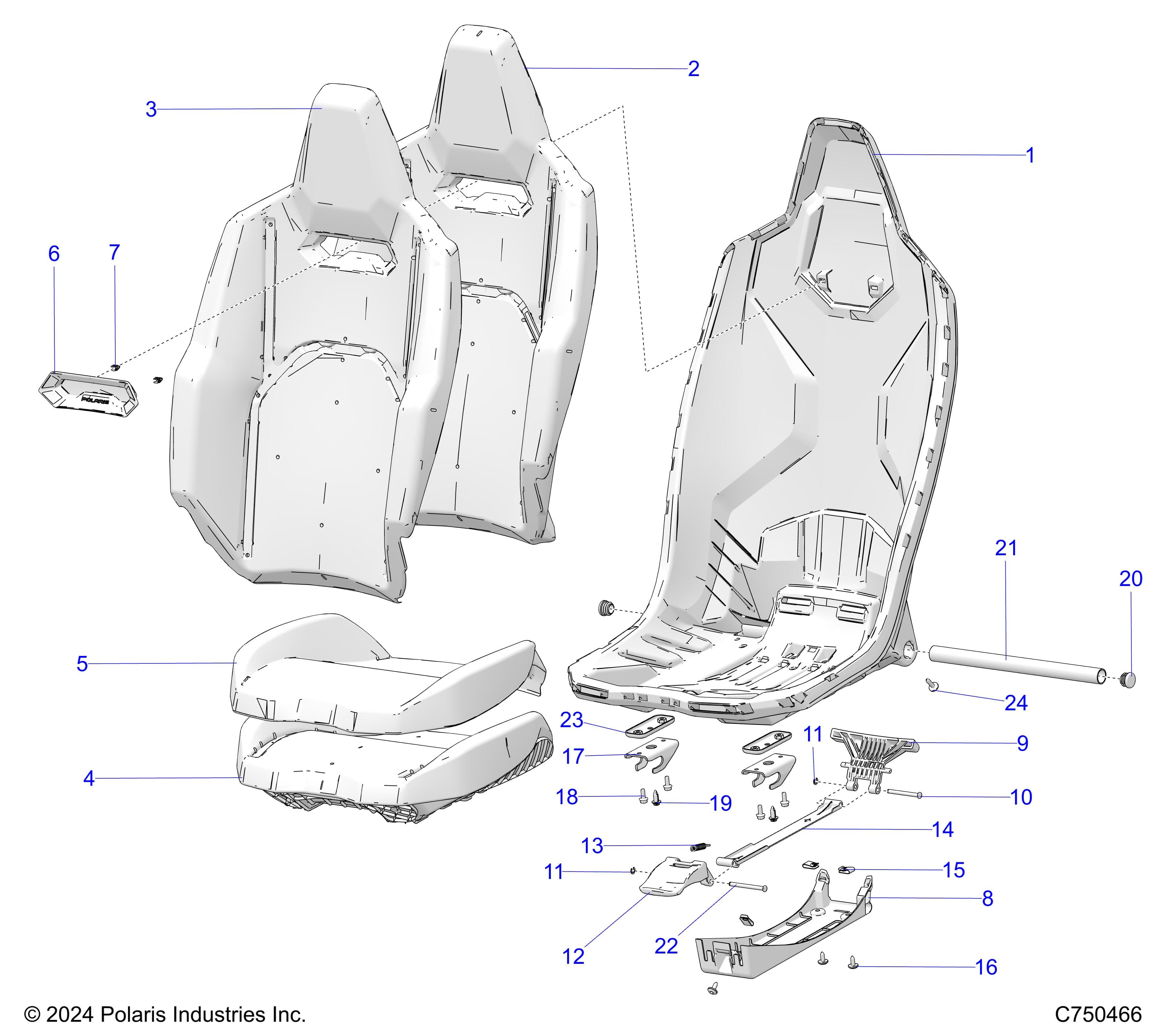 2026 RZR PRO S4 SPORT β BODY, SEAT ASM., FRONT - Z26S4E92A4/B4/A6/B6 (C750466) diagram