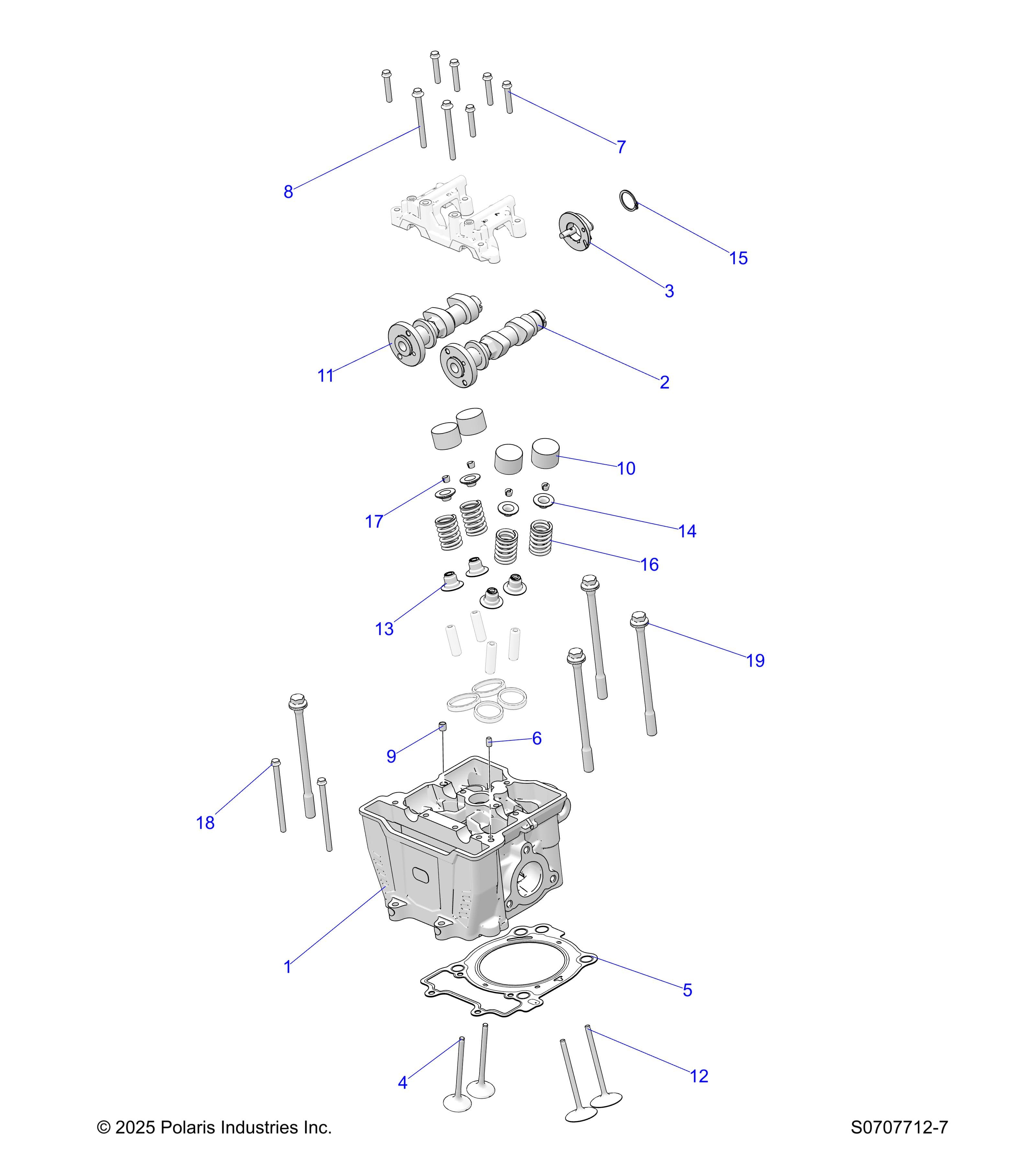 2026 RANGER 500 β ENGINE, CYLINDER HEAD, CAMS & VALVES diagram