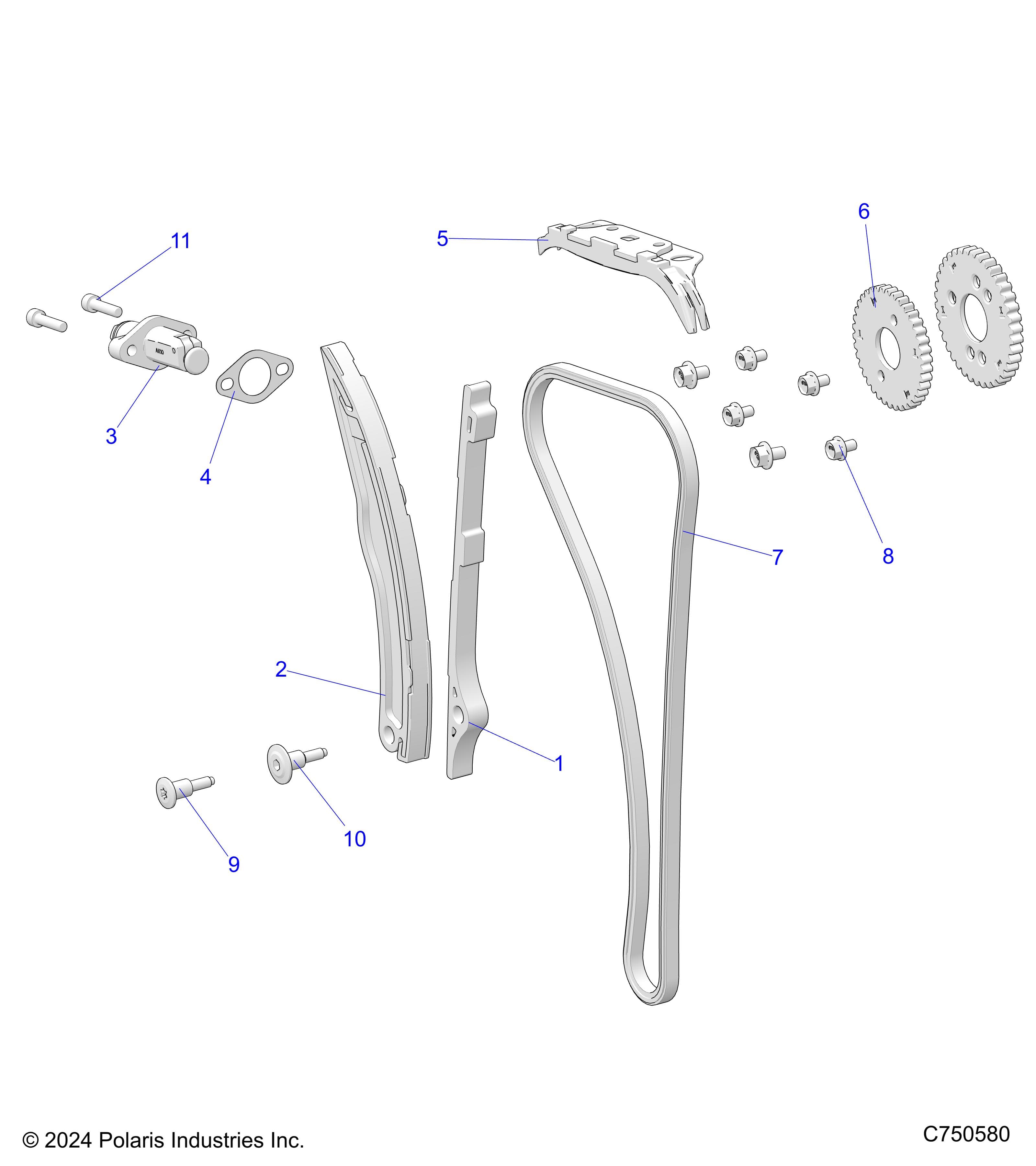 2026 RZR XP 4 1000 ULTIMATE β ENGINE, CAM CHAIN AND TENSIONER - Z26NMT99A4/B4/A6 (C750580) diagram