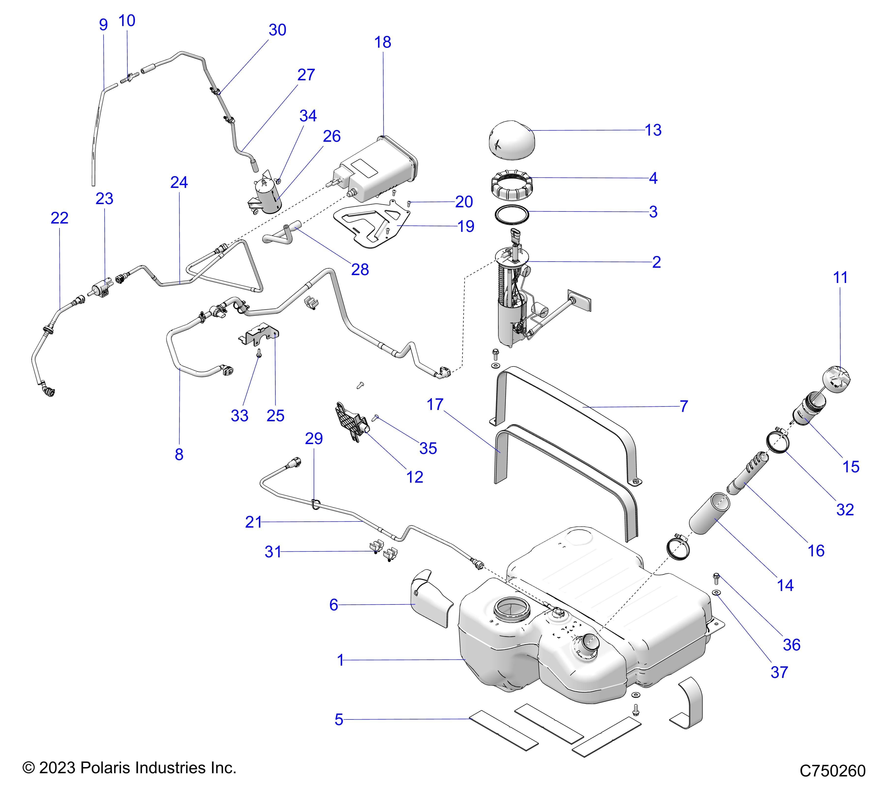 2026 RZR PRO S4 SPORT β FUEL SYSTEM, EVAP - Z26S4E92A4/B4/A6/B6 (C750260) diagram