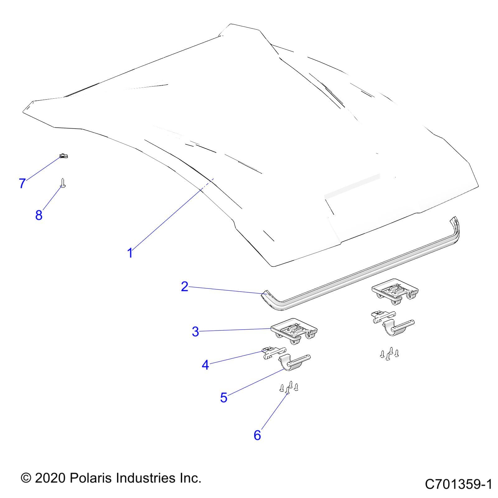2026 RZR 900 TRAIL ULTIMATE β BODY, ROOF - Z26A5F87A6 (C701359-1) diagram