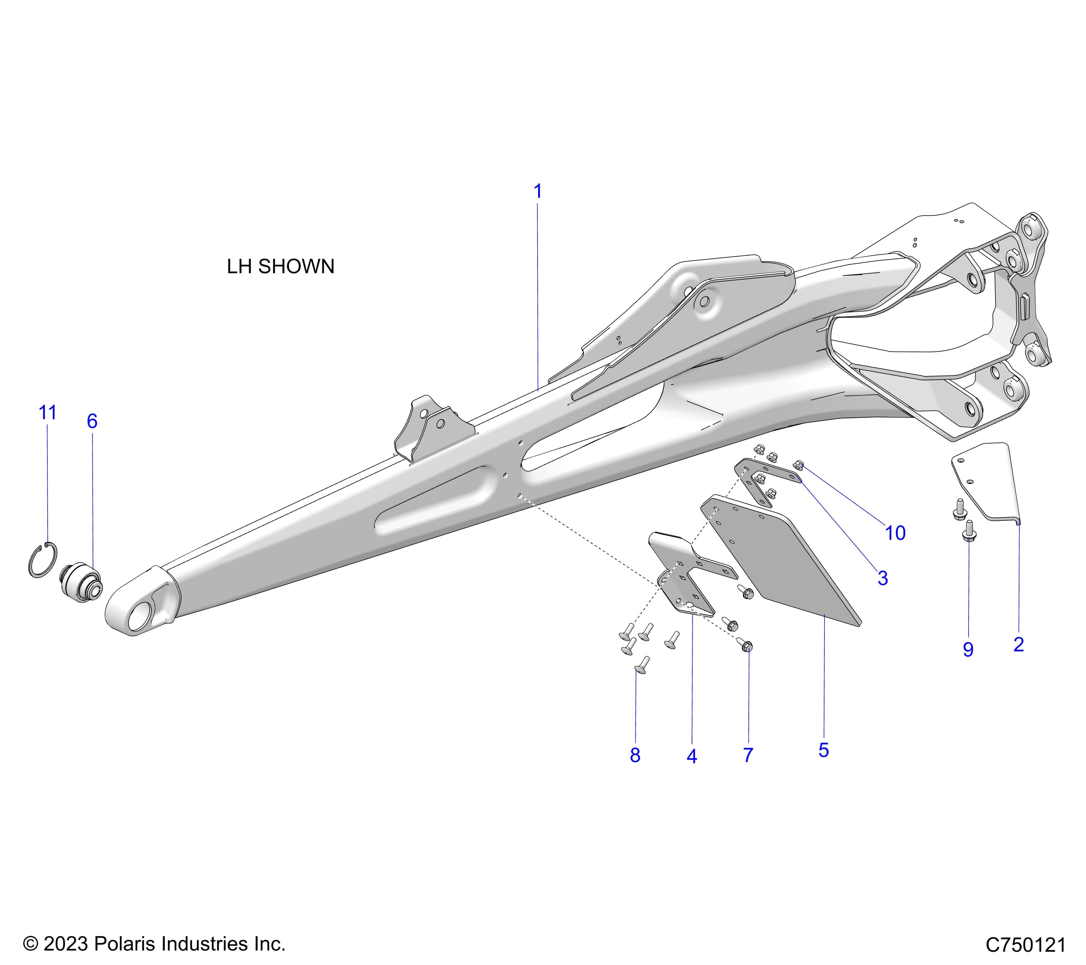 2026 RZR PRO R ULTIMATE β SUSPENSION, REAR TRAILING ARMS - Z26RPK2KAR/BR/AV/BV/AC/BC/AJ/BJ (C750121) diagram