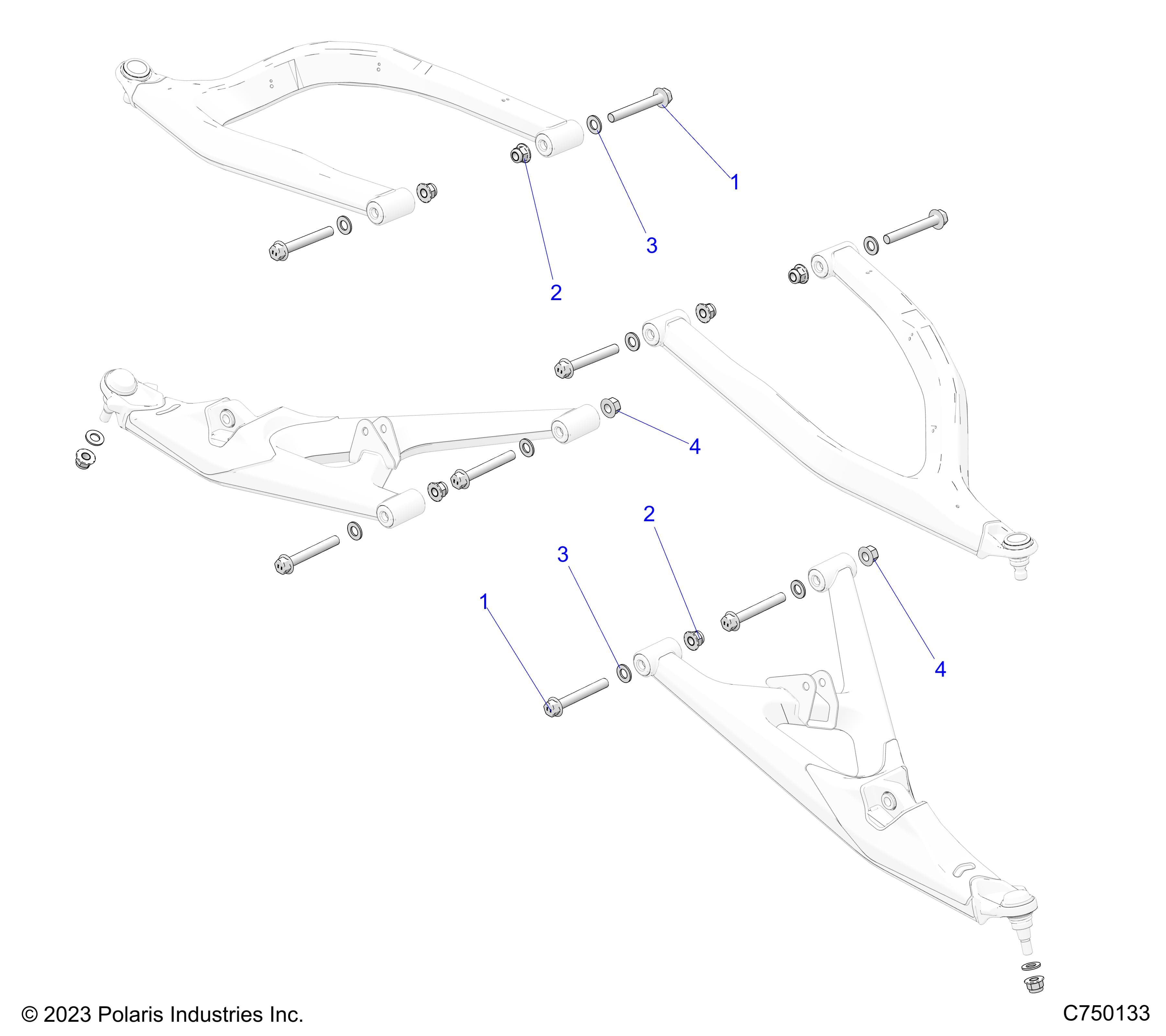 2026 RZR PRO S4 SPORT β SUSPENSION, FRONT CONTROL ARMS MOUNTING - Z26S4E92A4/B4/A6/B6 (C750133) diagram