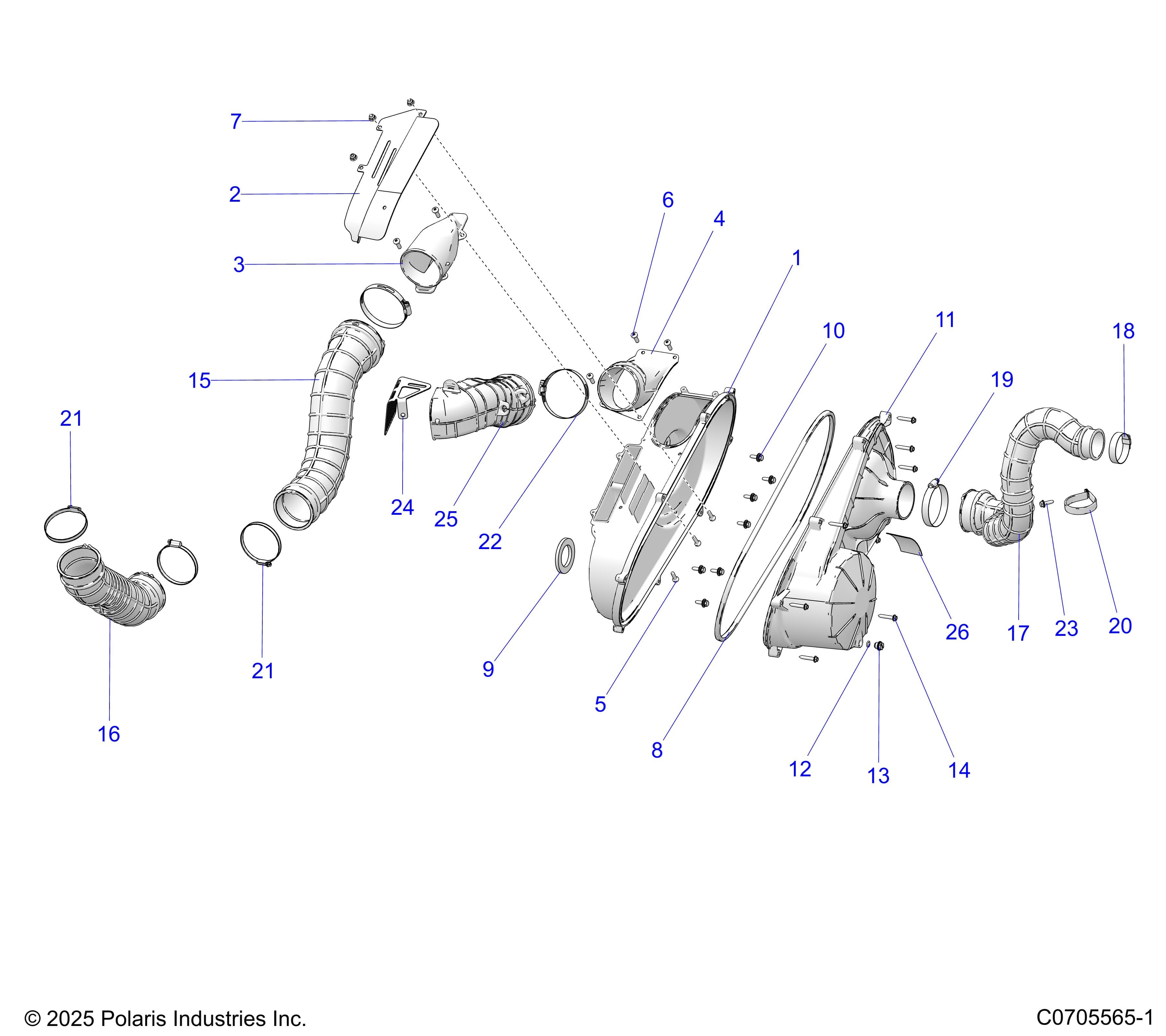 2026 GENERAL 1000 PREMIUM β DRIVE TRAIN, CLUTCH COVER AND DUCTING diagram