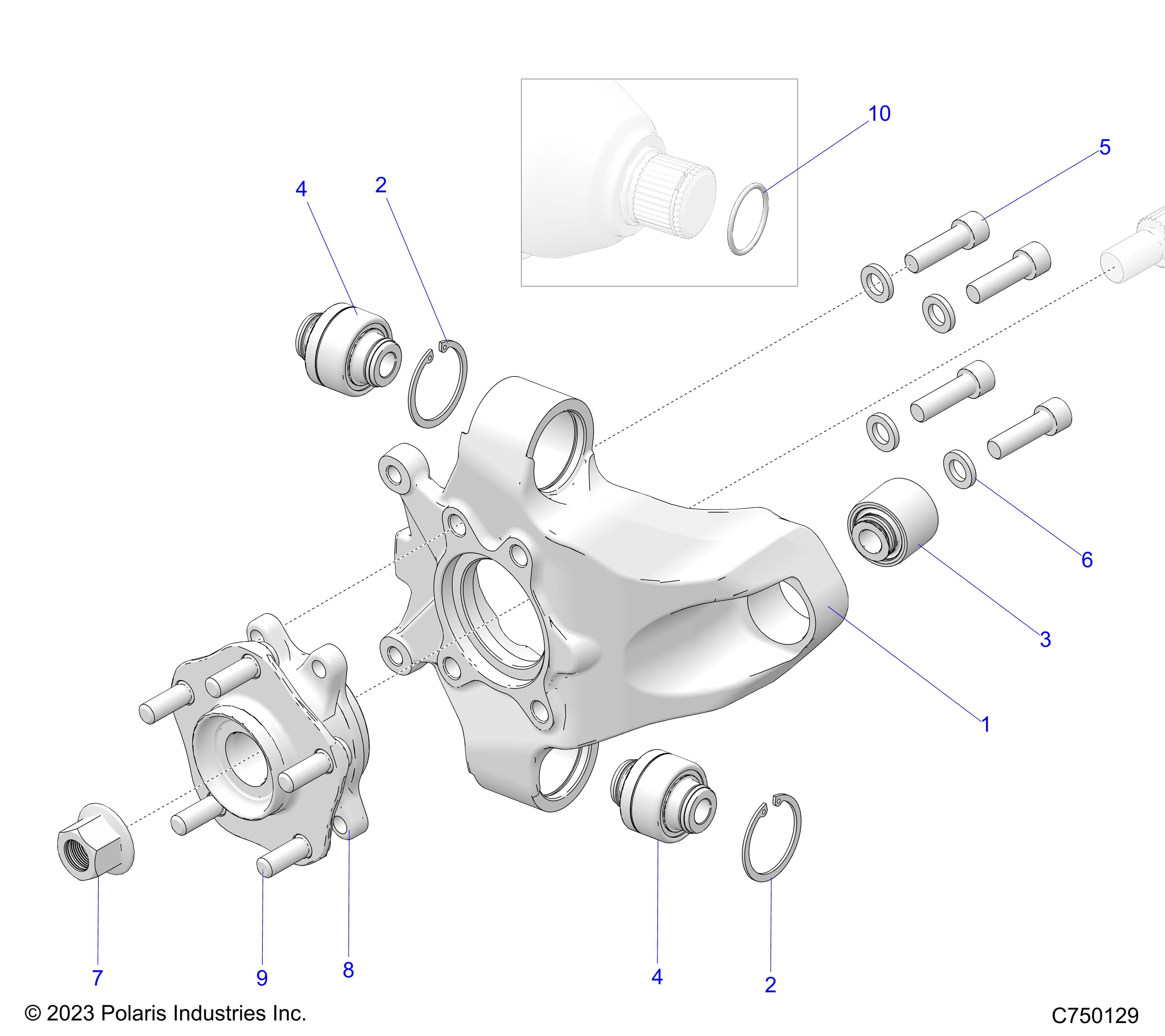 2026 RZR PRO S4 SPORT β SUSPENSION, REAR CARRIER AND HUB - Z26S4E92A4/B4/A6/B6 (C750129) diagram