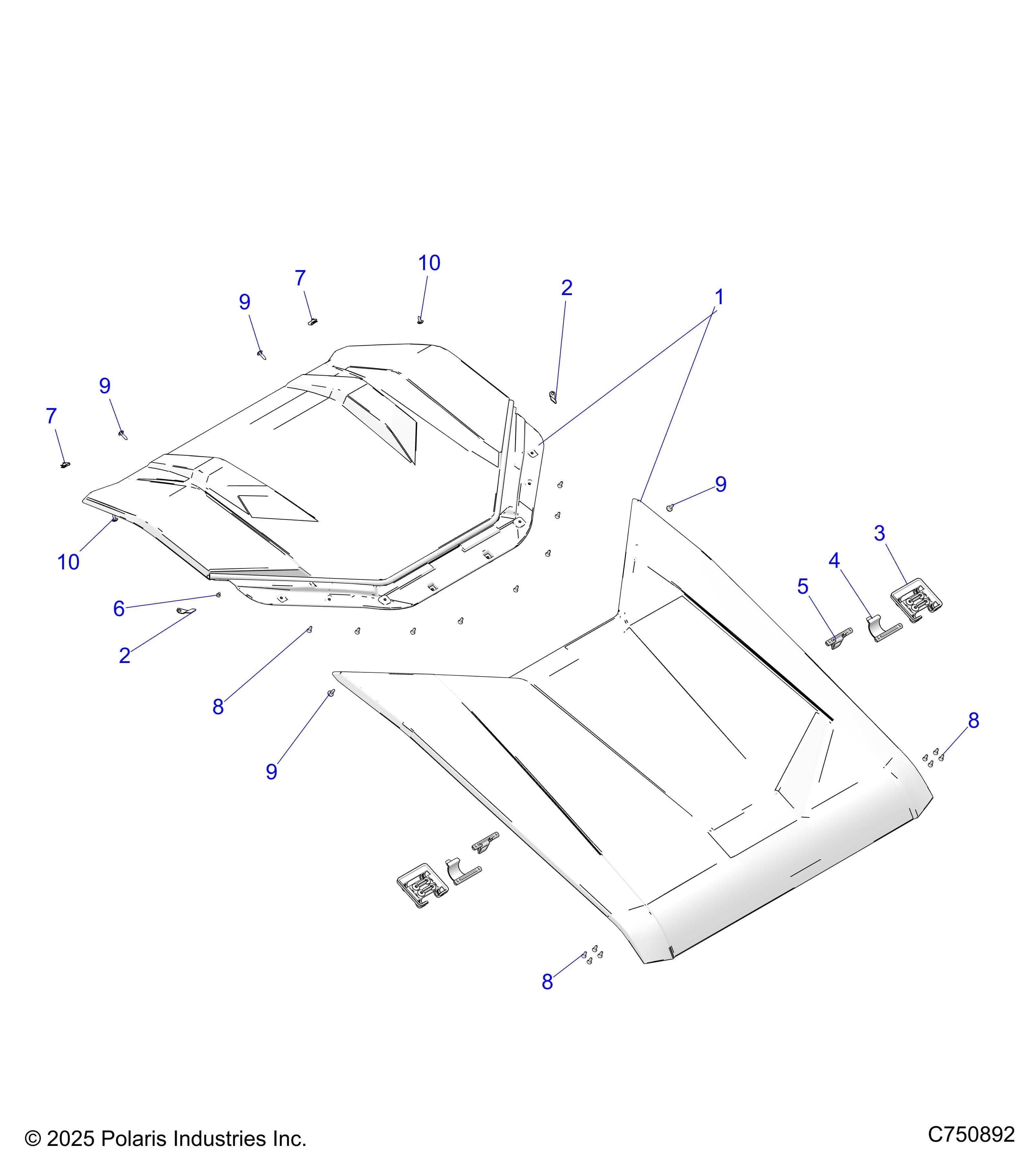 2026 RZR XP 4 1000 ULTIMATE β BODY, ROOF - Z26NMT99A4/B4/A6 (C750892) diagram