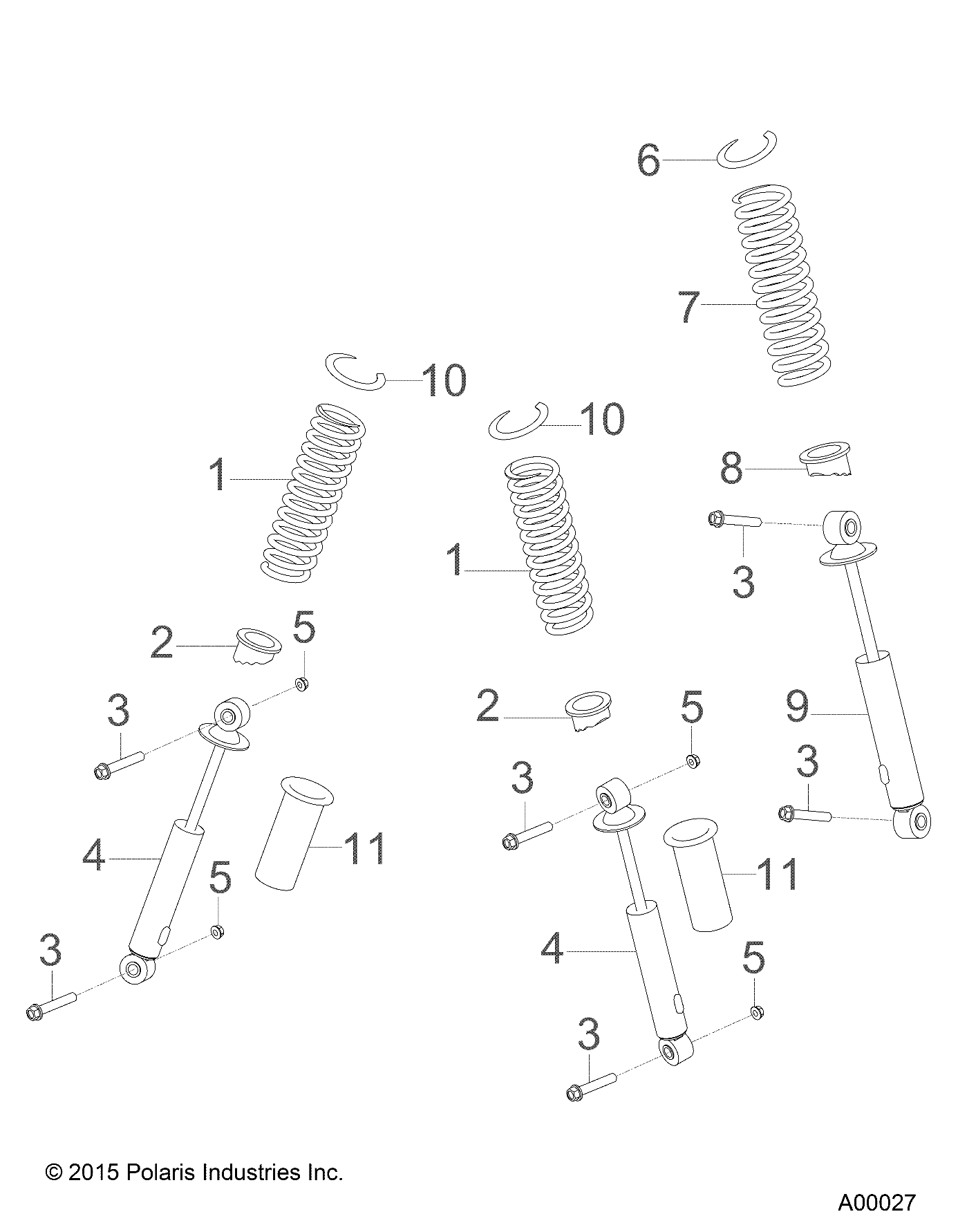 2026 SPORTSMAN 110 R01 - A26YFA11B5 β SUSPENSION, SHOCKS - A26YFA11B5 (A00027) diagram