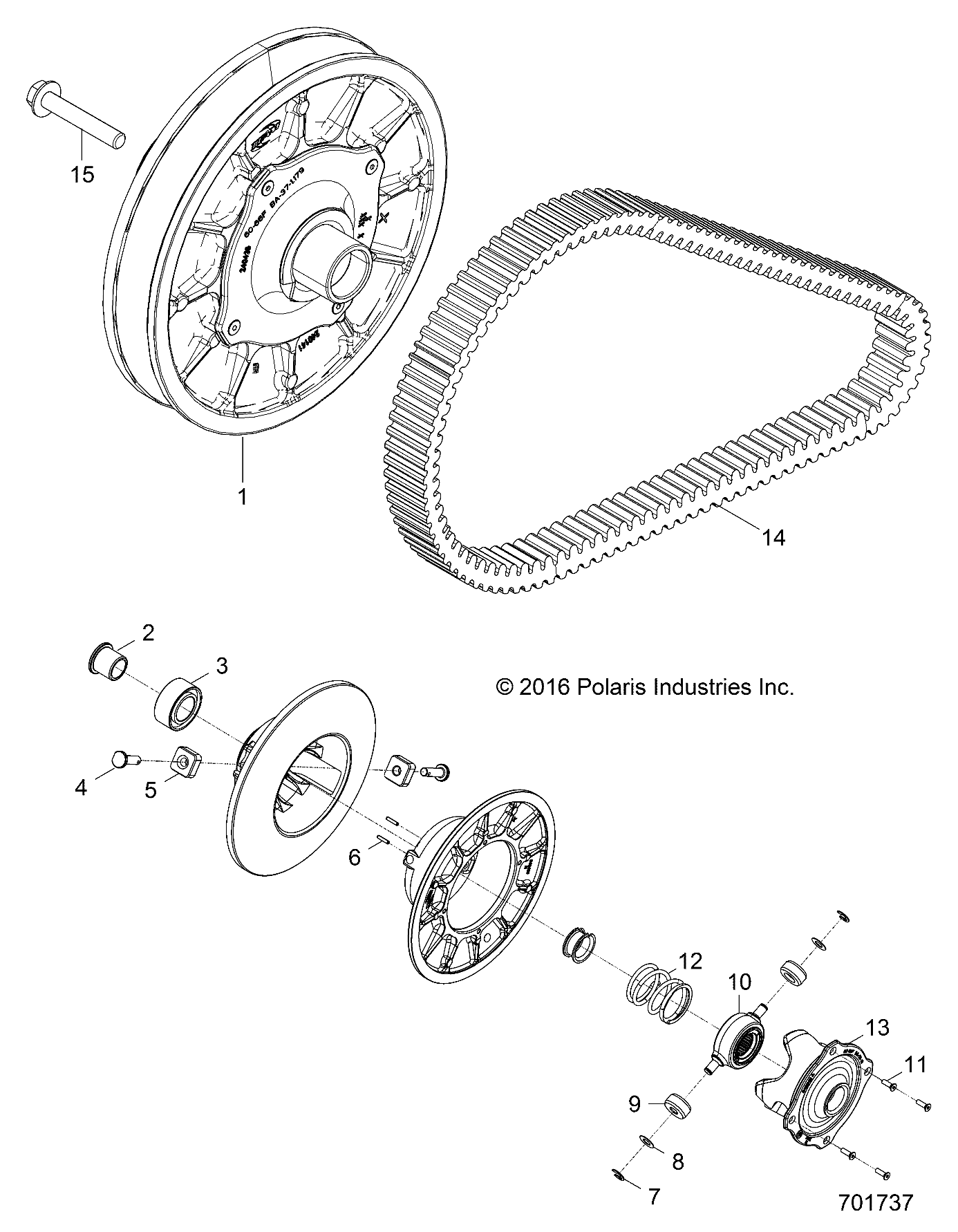 2026 RZR TRAIL S 1000 ULTIMATE β DRIVE TRAIN, SECONDARY CLUTCH - Z26ASF99A6 (701737) diagram