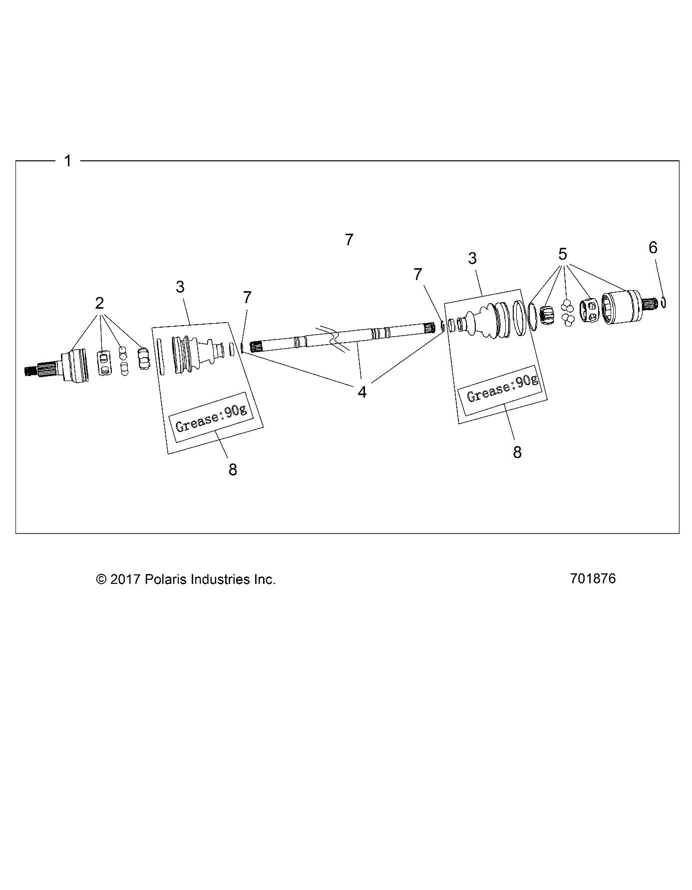 2026 RZR TRAIL S 1000 ULTIMATE β DRIVE TRAIN, FRONT HALF SHAFT - Z26ASF99A6 (701876) diagram