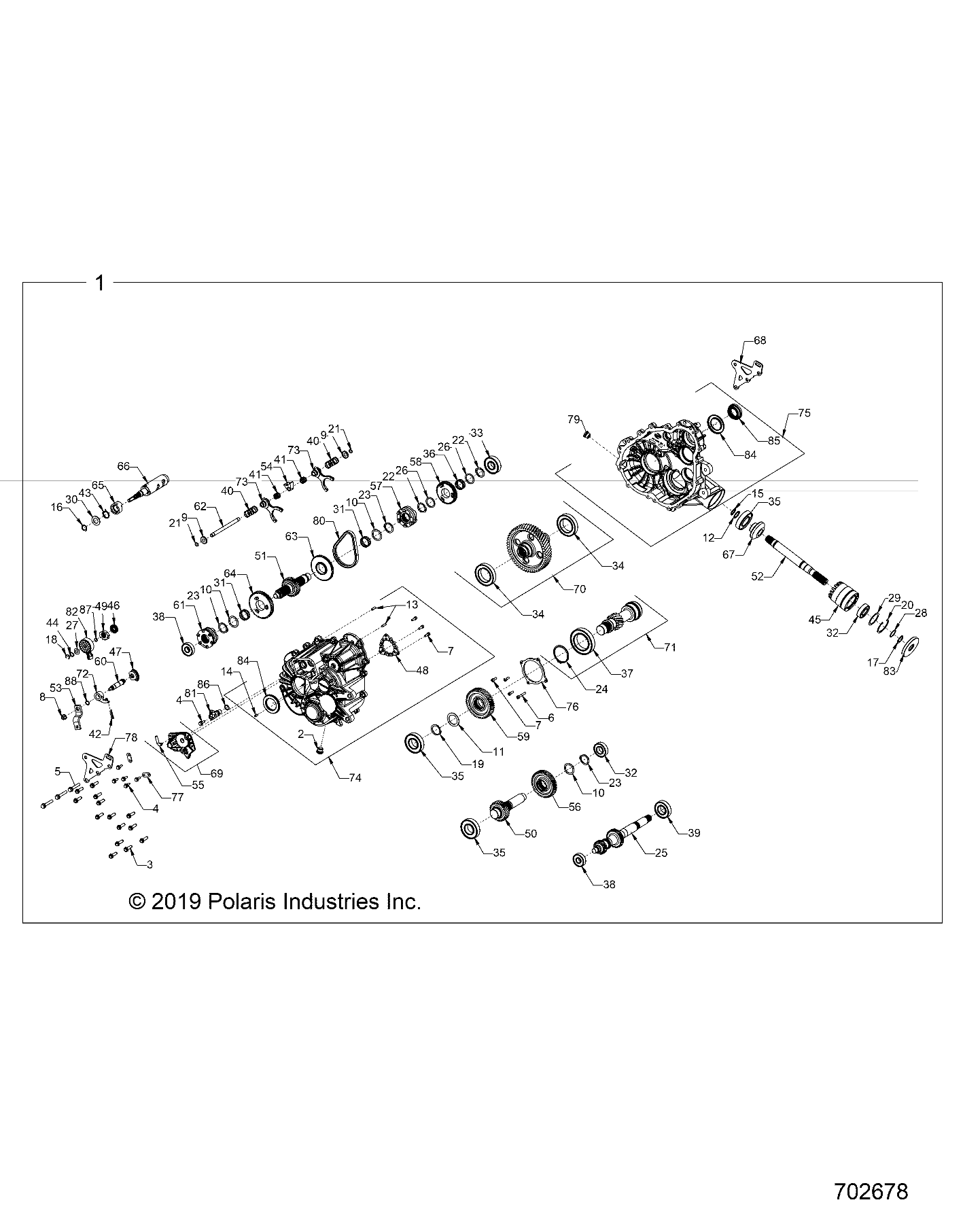 2026 RZR TRAIL S 1000 ULTIMATE β DRIVE TRAIN, MAIN GEARCASE INTERNALS - Z26ASF99A6 (702678) diagram