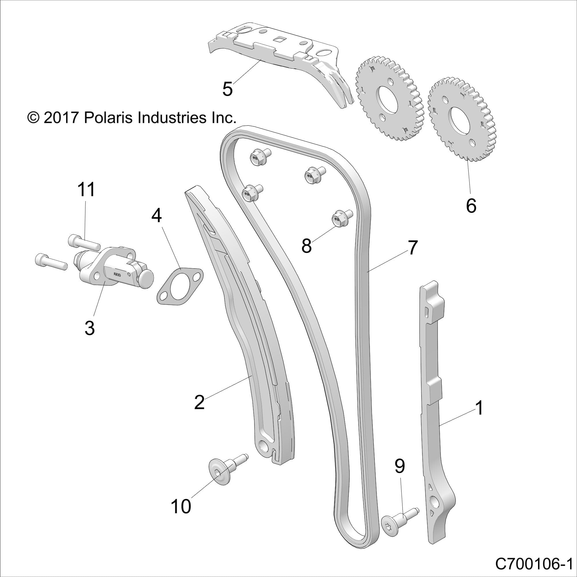 2026 RZR TRAIL S 1000 ULTIMATE β ENGINE, CAM CHAIN AND TENSIONER - Z26ASF99A6 (C700106-1) diagram