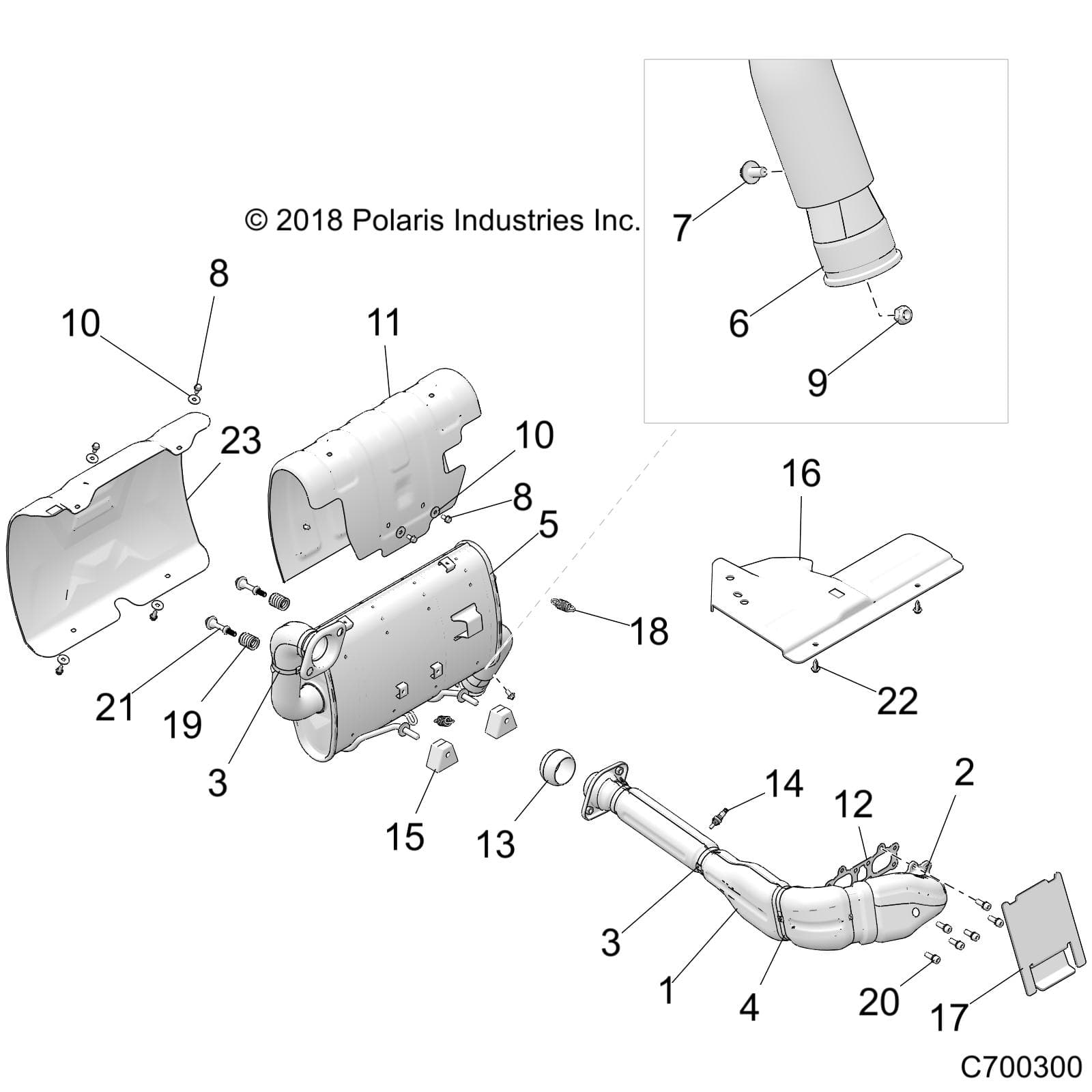 2026 RZR TRAIL S 1000 ULTIMATE β ENGINE, EXHAUST SYSTEM - Z26ASF99A6 (C700300) diagram