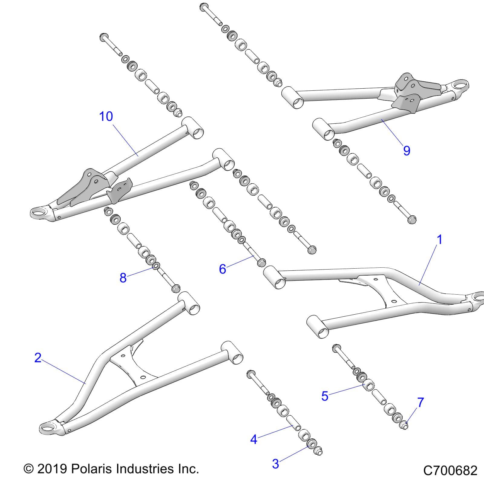 2026 RANGER 1000 XP CREW TEXAS EDITION β SUSPENSION, FRONT A ARMS - R26RSF99AL (C700682) diagram