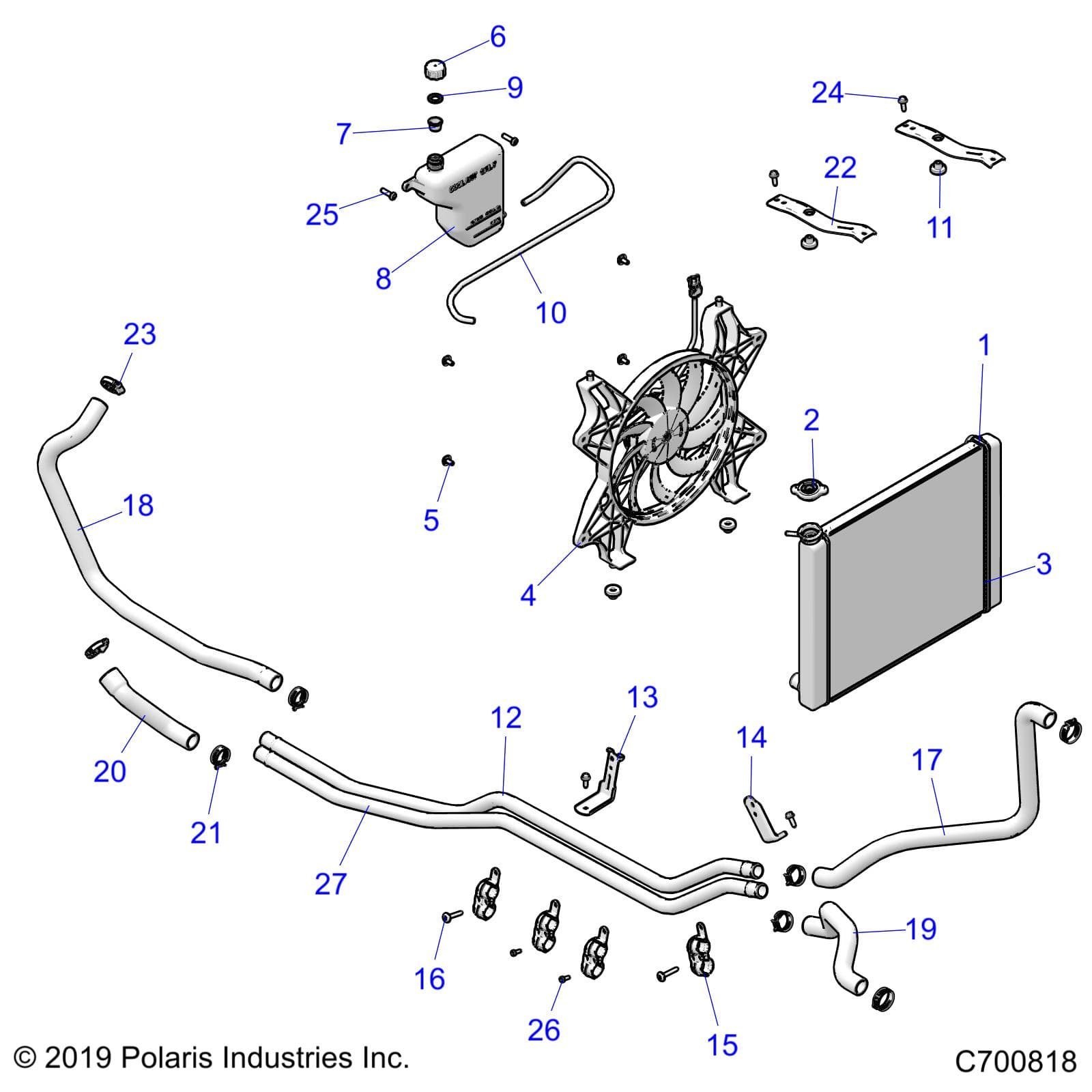 2026 RZR TRAIL S 1000 ULTIMATE β ENGINE, COOLING SYSTEM - Z26ASF99A6 (C700818) diagram