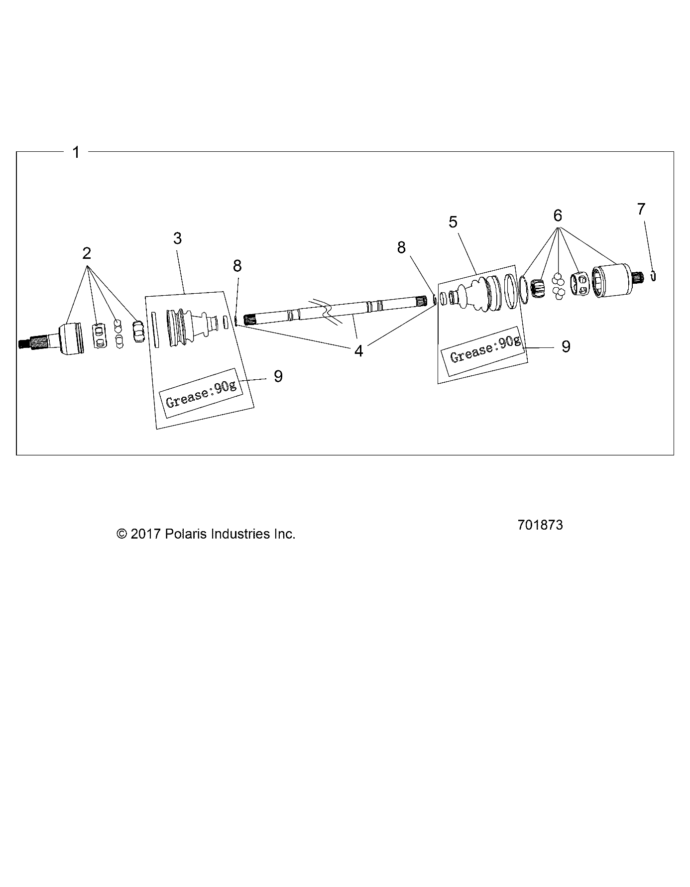 2026 RZR TRAIL S 1000 ULTIMATE β DRIVE TRAIN, REAR HALF SHAFT - Z26ASF99A6 (701873) diagram
